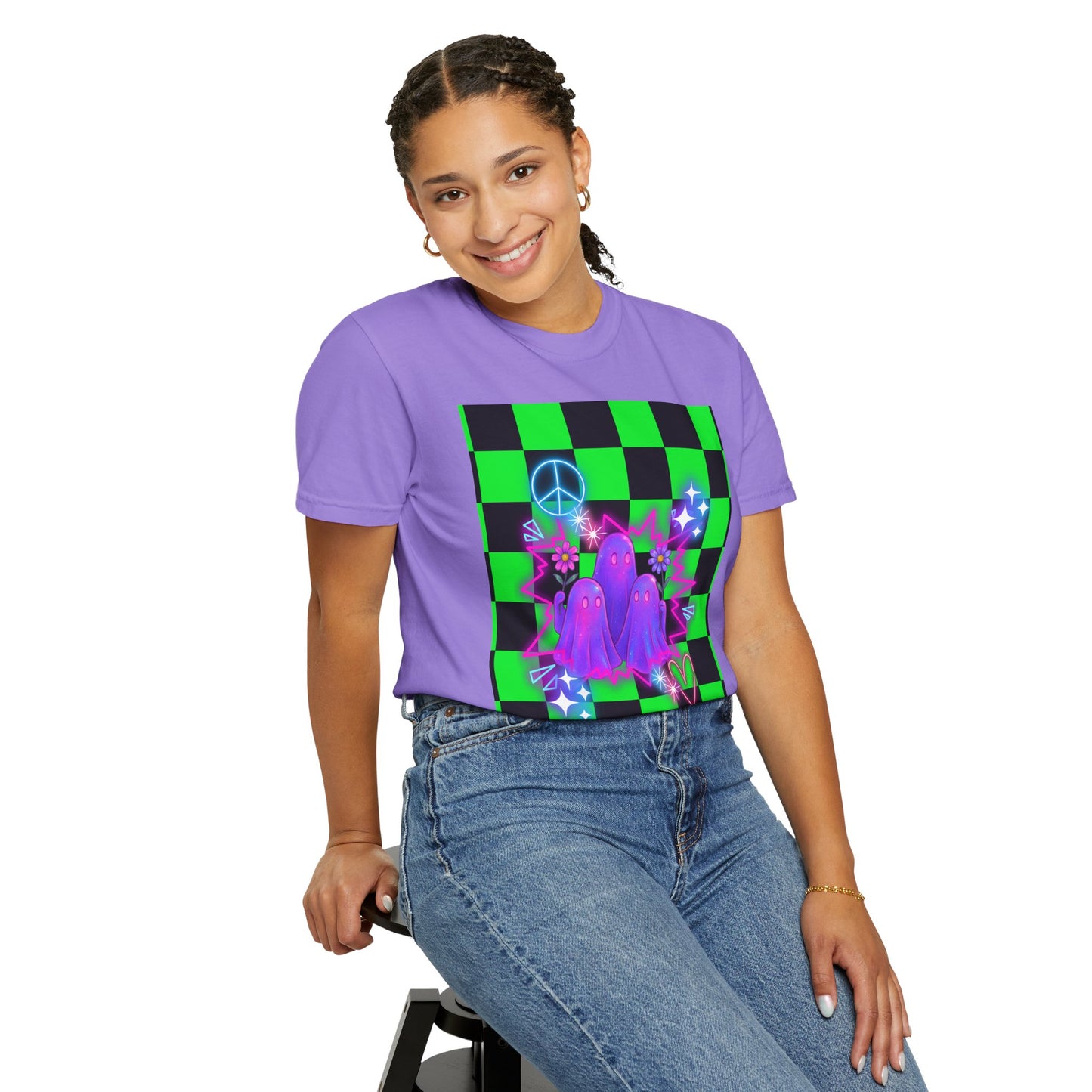 Vibrant Ghost Graphic Tee, Unisex T-shirt, Retro Vibe Shirt, Perfect for Halloween, Party Wear, Casual Style, Unique Gift