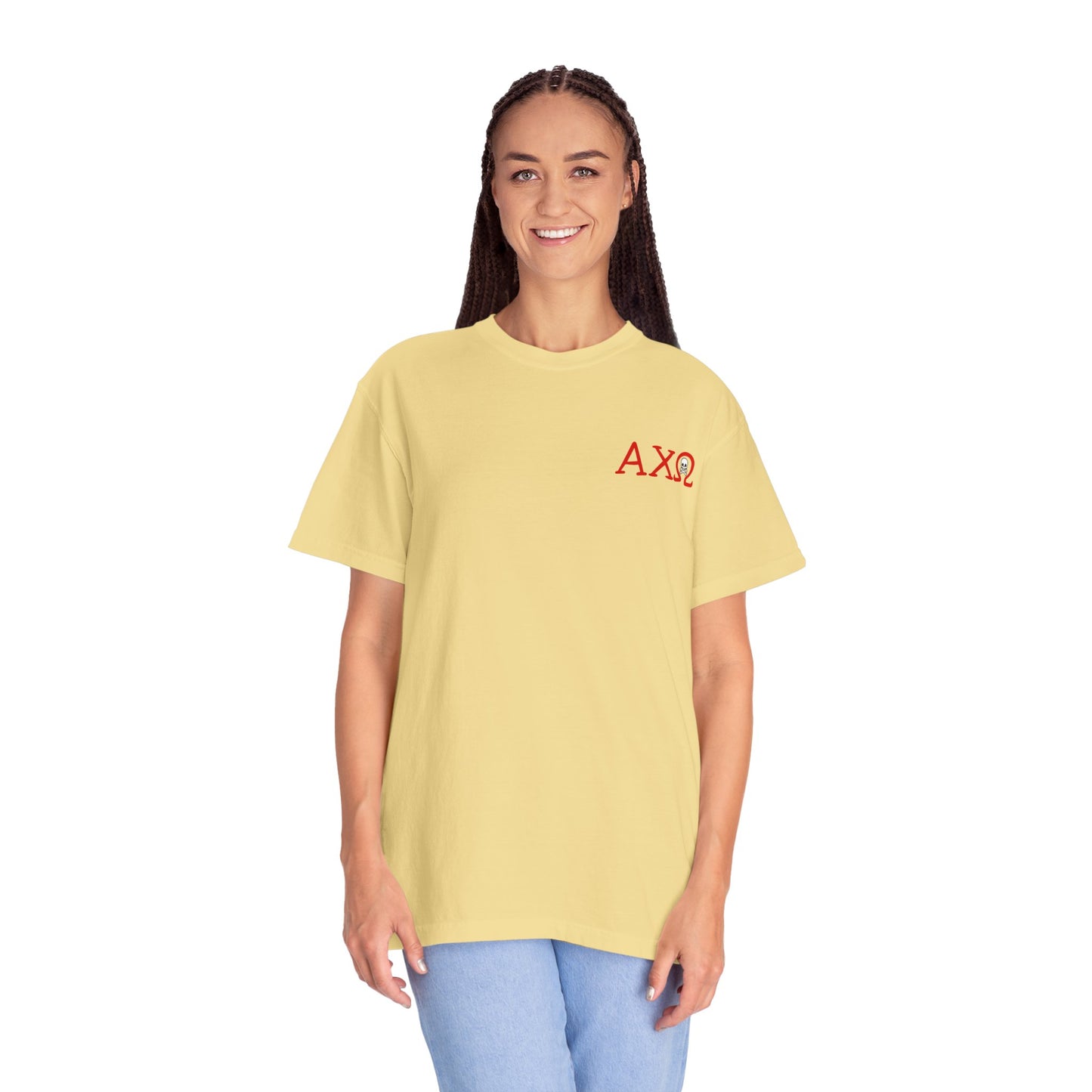 Alpha Chi Omega Garment-Dyed T-shirt, Unisex College Apparel, Sorority Shirt, Graduation Gift, Vintage Style Tee