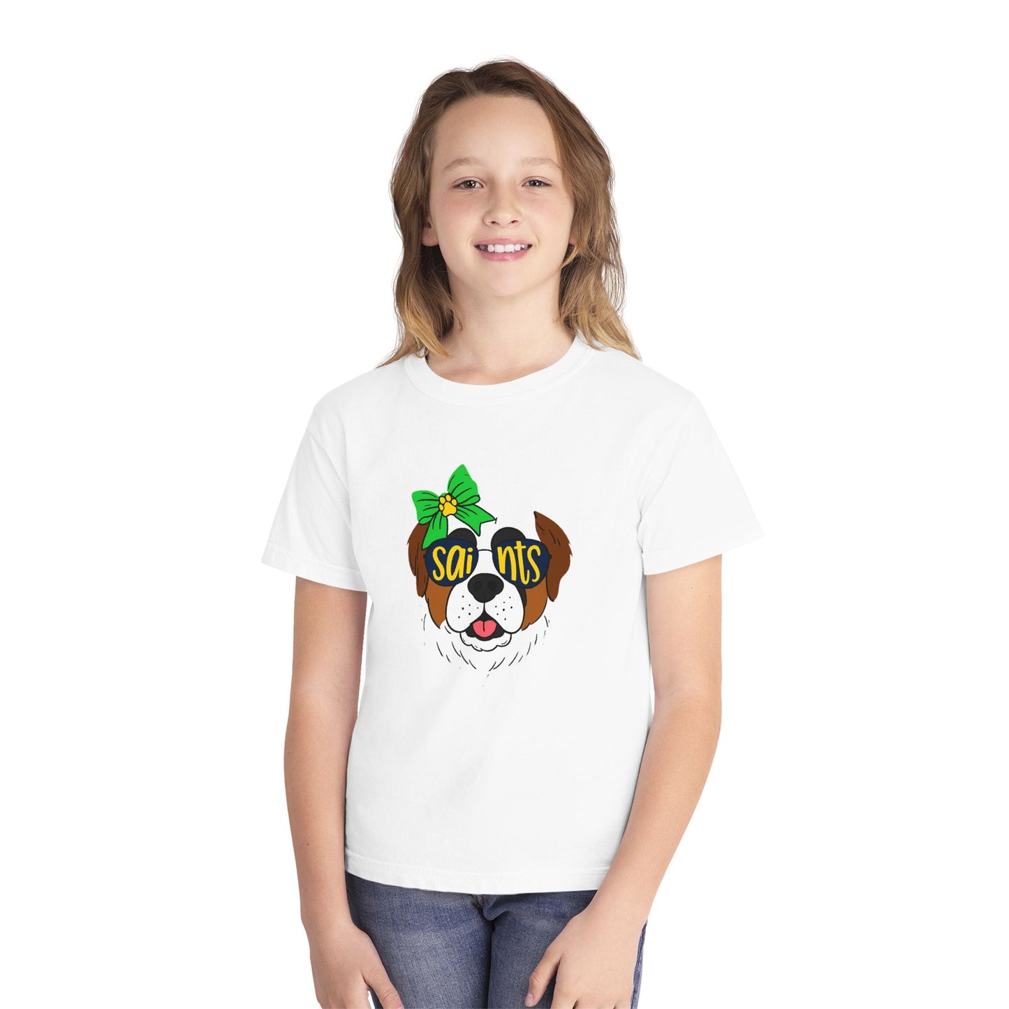 Saints Dog Youth Tee, Cute Puppy T-Shirt, Pet Lover Gift, Casual Wear, Birthday, Family Reunion, Dog Show