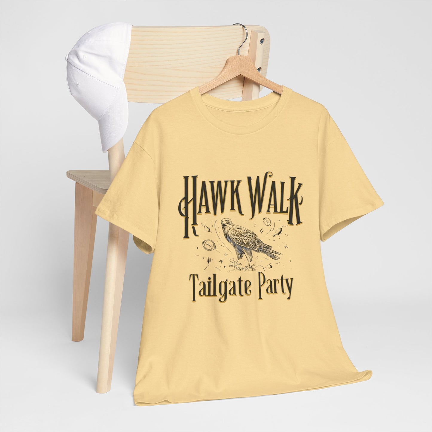Hawk Walk Tailgate Tee, Unisex Cotton Shirt, Outdoor Event T-Shirt, Festival Wear, Bird Lover Gift, Sports Gathering Apparel