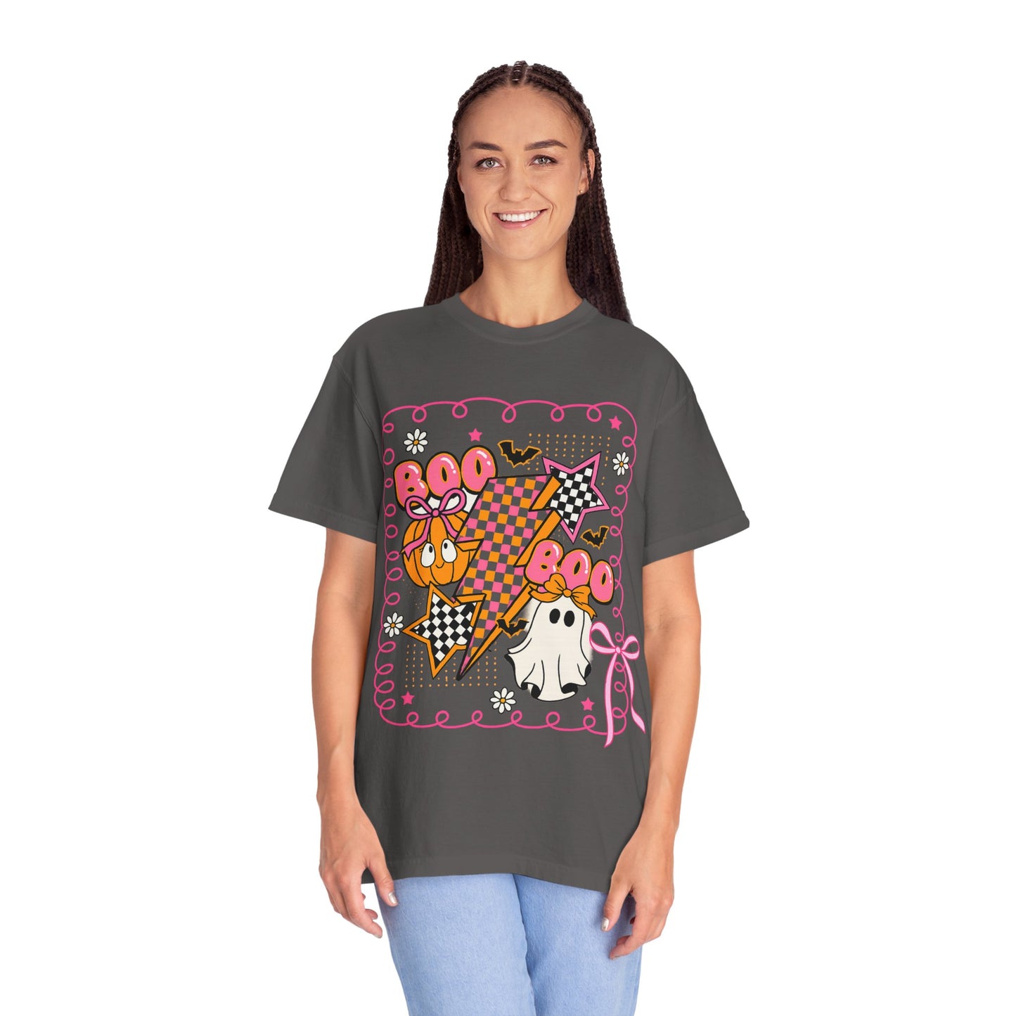 Retro Design Orange & Pink Unisex Halloween T-Shirt