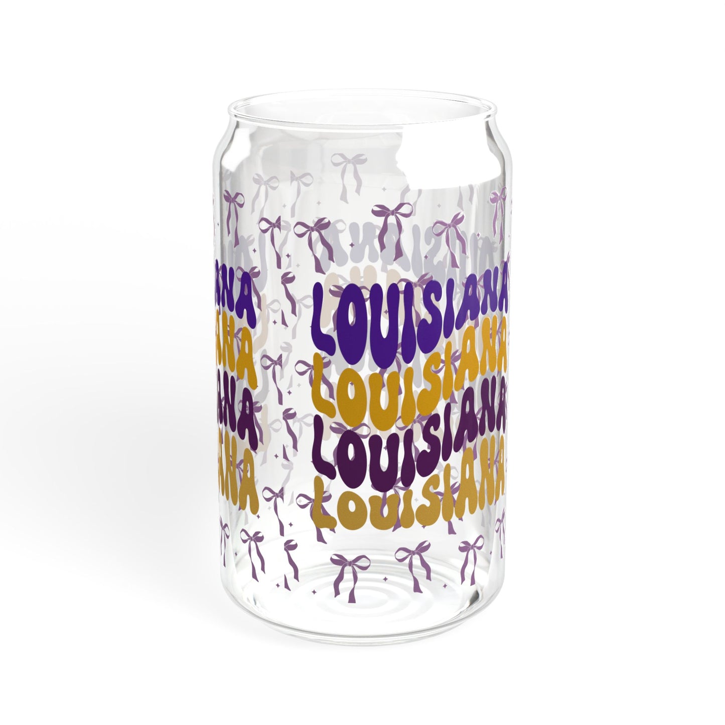 Coquette Bow Louisiana Sipper Glass, 16oz | Tropical Drinkware, Eco-Friendly Cup, Unique Gift, louisiana tiger fan gift, graduation gift, geaux tigers