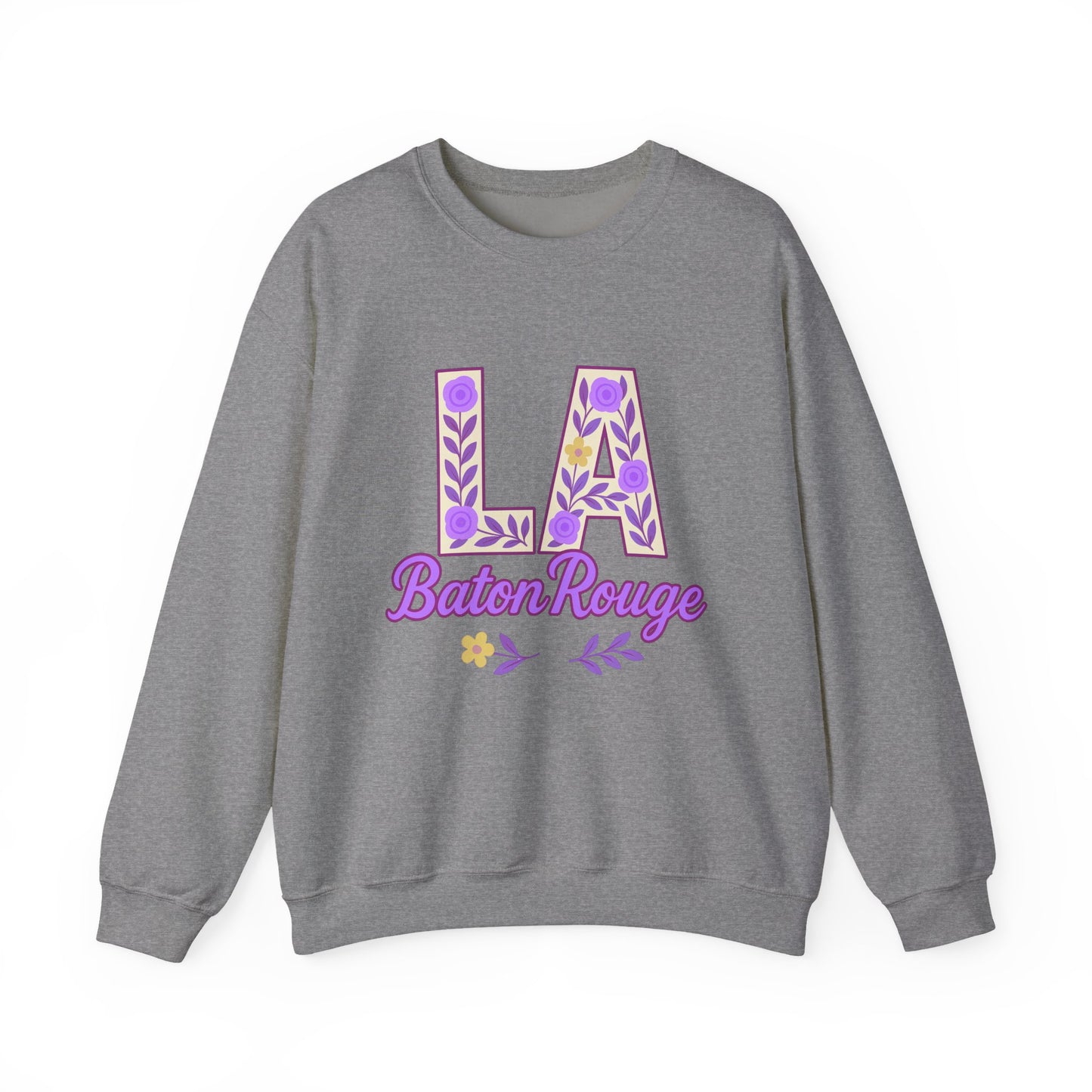 LA Baton Rouge Floral Sweatshirt, Cozy Crewneck for Fall, Gift for Friends, Casual Outing, Southern Style Apparel