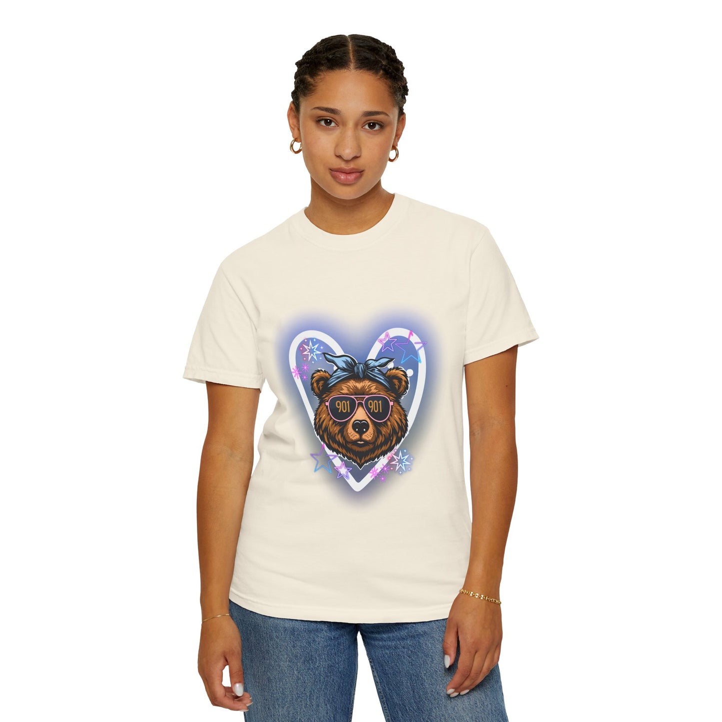 Neon Memphis Bear Graphic T-Shirt, Unisex Fashion Tee, Trendy Apparel, Memphis Grizz, 901 Memphis, Retro Design, Comfort Colors, Memphis Basketball Fan