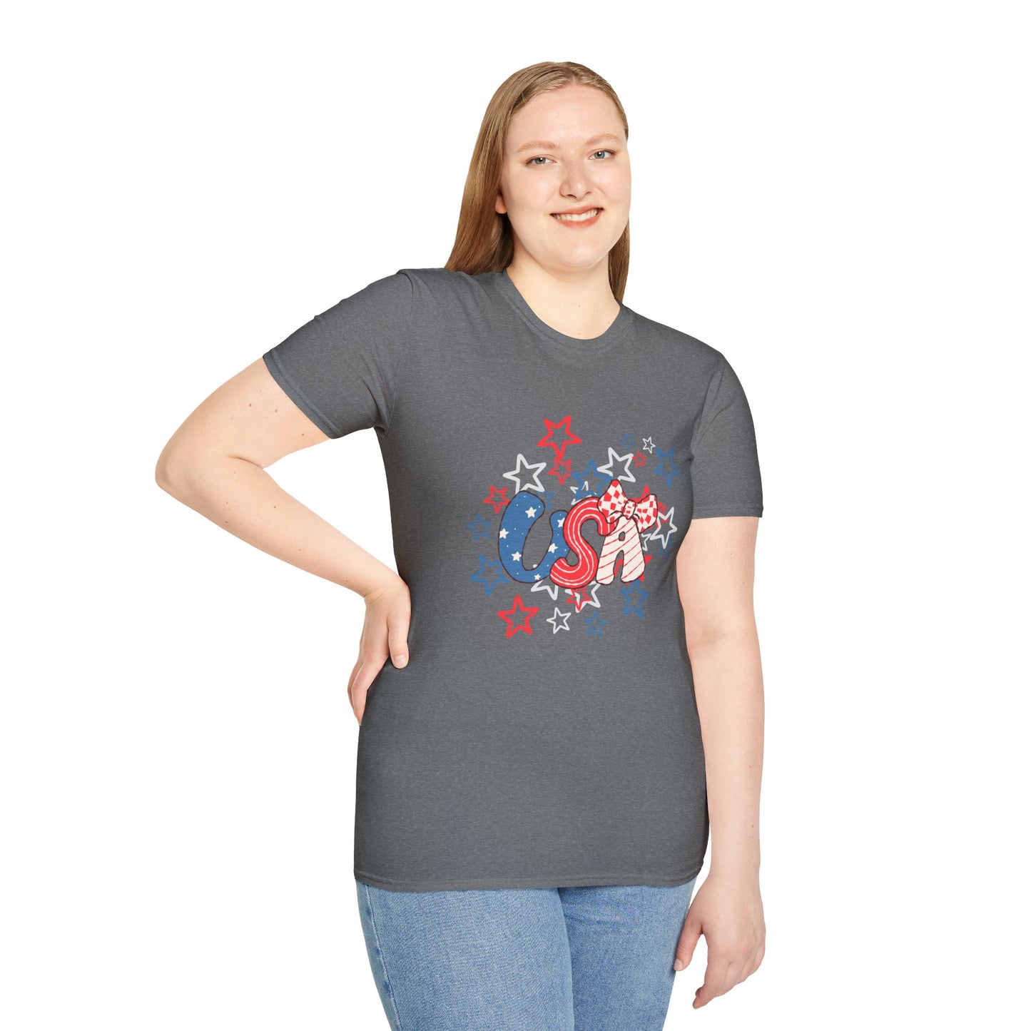 Patriotic Unisex T-Shirt for Independence Day, July 4th Celebration, Star-Patterned Tee, USA Graphic Top, Casual American Apparel
