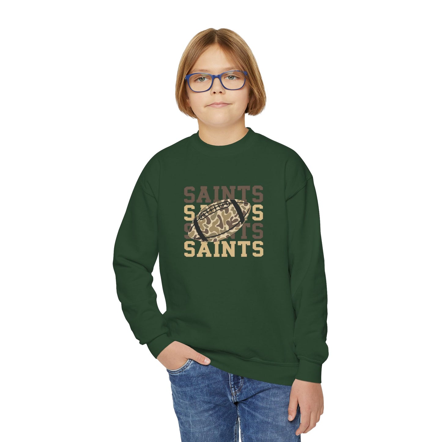 Youth Saints Crewneck Sweatshirt, Cozy Youth Sweatshirt, Sports Team Apparel, Perfect for Game Day, Gift for Young Fans