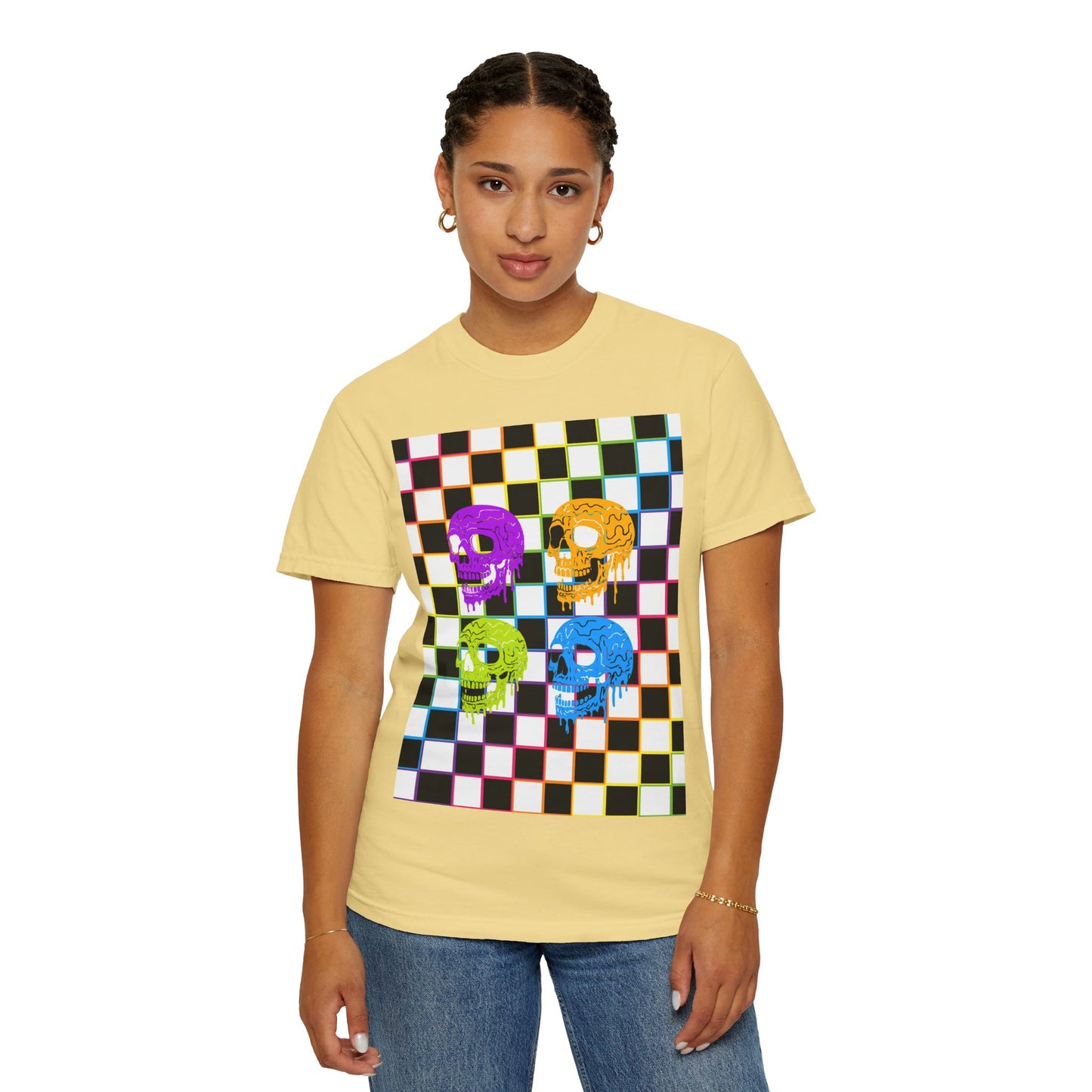Vibrant Skull Graphic T-Shirt, Unisex Tee, Halloween Outfit, Alternative Fashion, Festival Wear, Casual Street Style