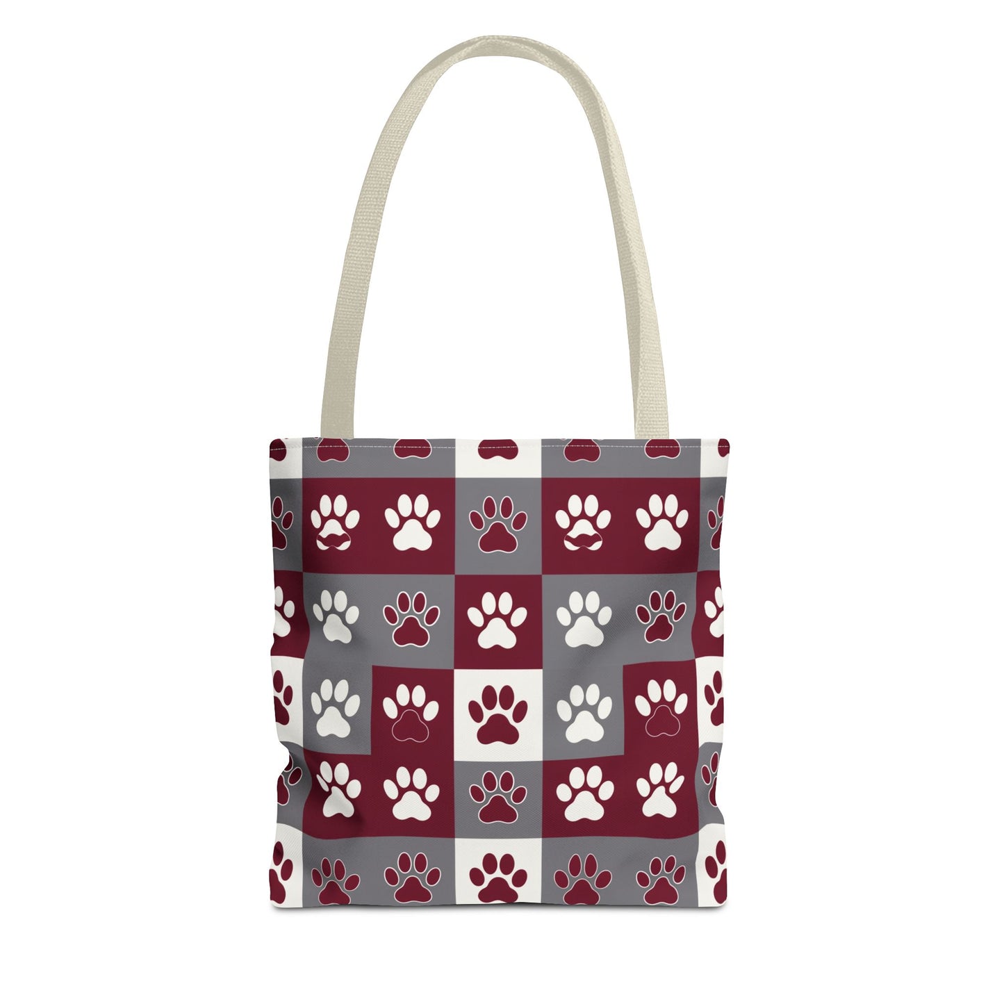MS Bulldog Tote Bag - AOP, Paw Print Design, Reusable Shopping Bag, Mississippi Bulldog Fan, Animal Lover Accessory