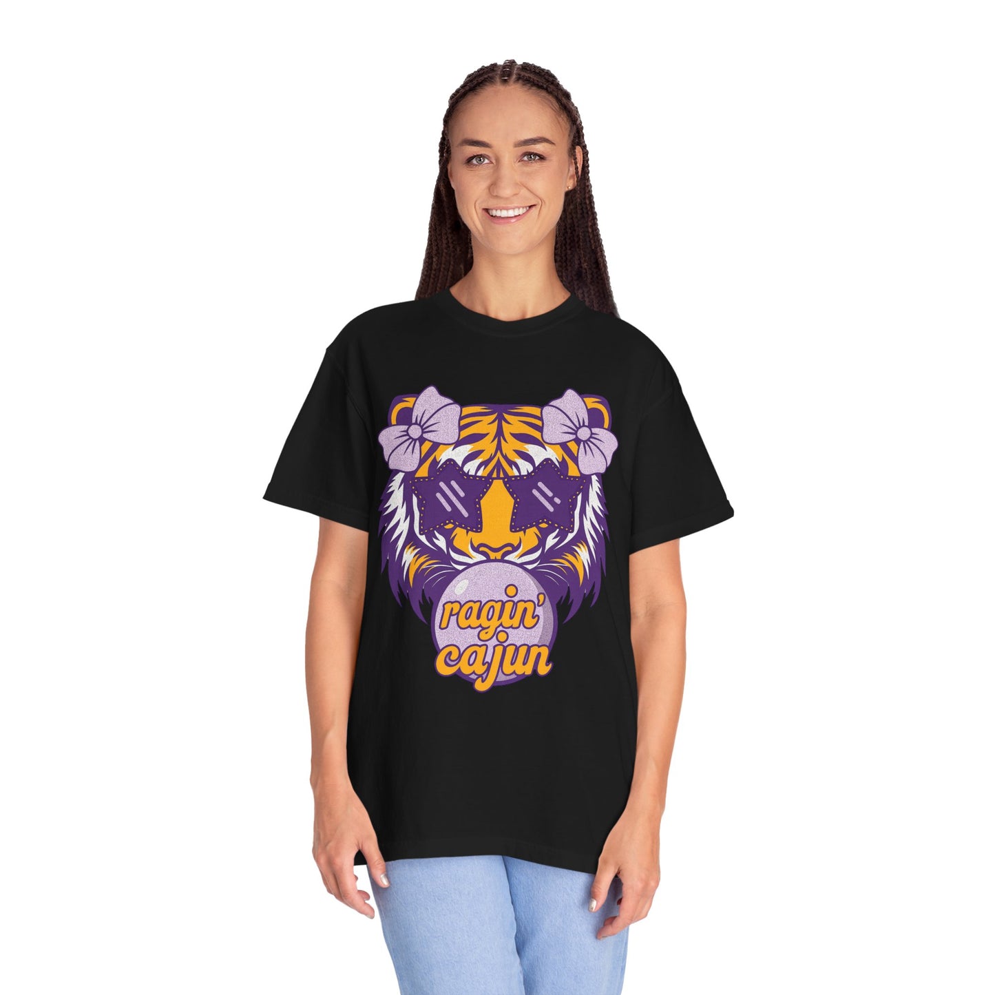 Ragin Cajun Bow Bubble Tiger T-Shirt - Casual Wear and Gift for Animal Lovers