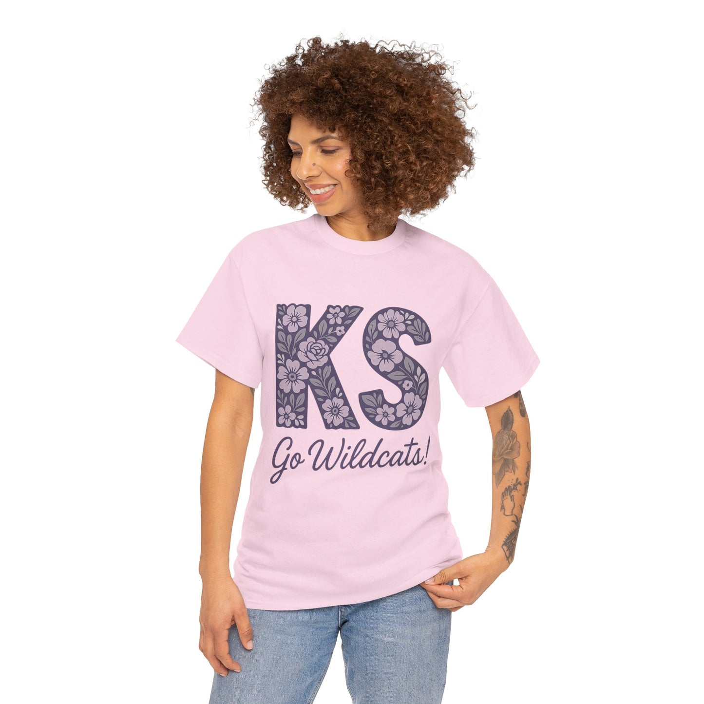 KS Floral Team Spirit Tee: Celebrate Kansas State Wildcats in Style, Perfect for Sports Events, Gifts, & Casual Wear