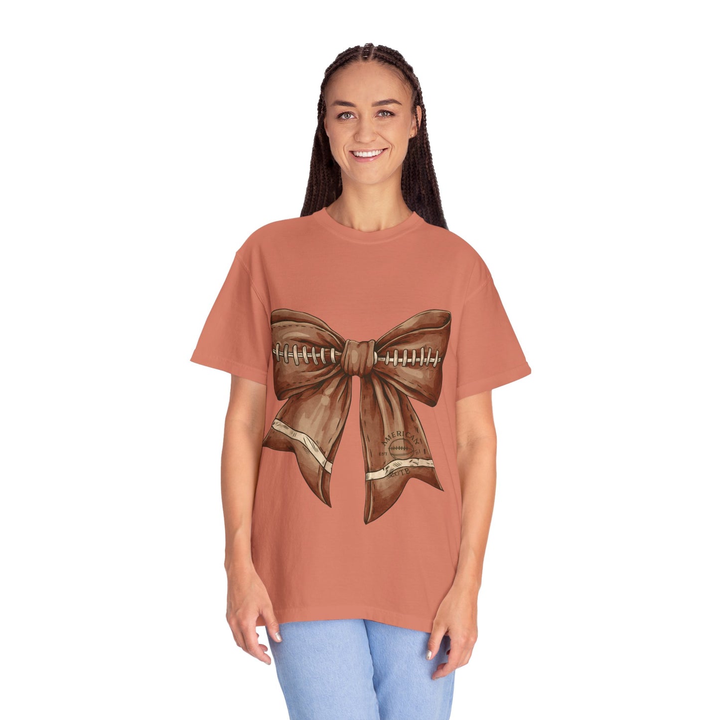 Football Bow T-Shirt: Unisex Casual Wear for Game Day Apparel
