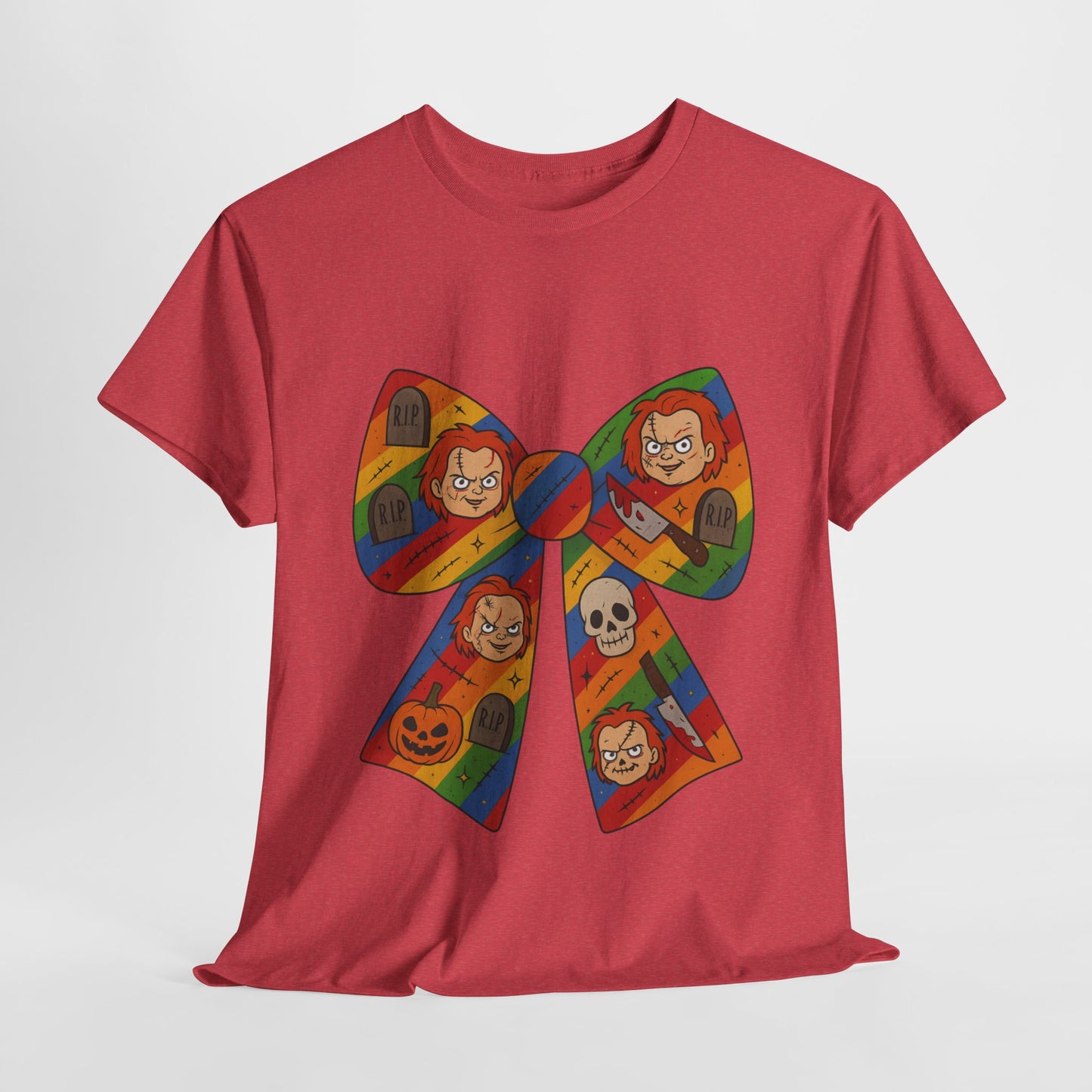 Colorful Halloween Bow Tee, Fun Costume T-Shirt, Halloween Party Shirt, Unisex Graphic Tee, Cozy Everyday Wear, Unique Gift Idea
