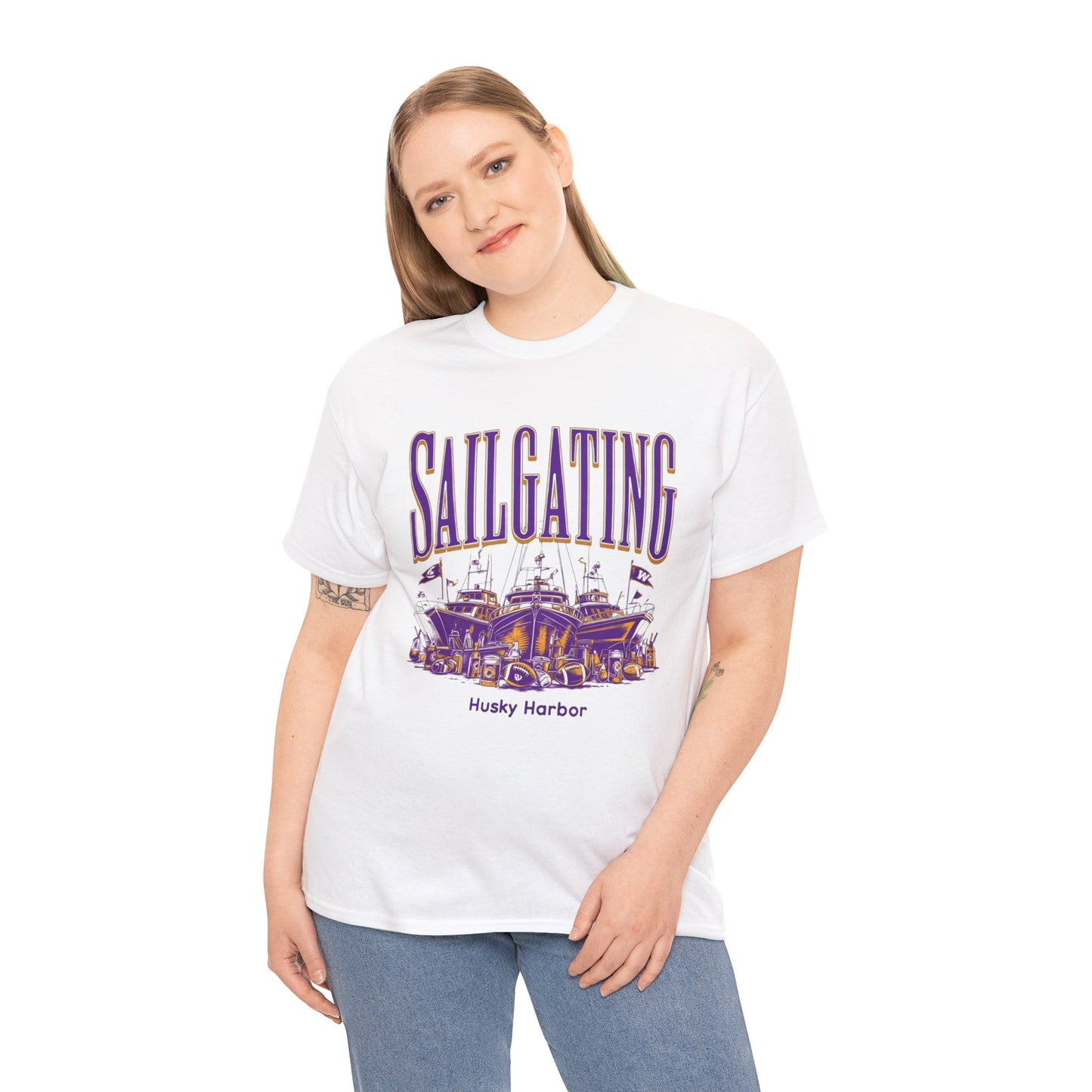 Sailgating Tee - Washington Huskies Unisex Heavy Cotton Shirt