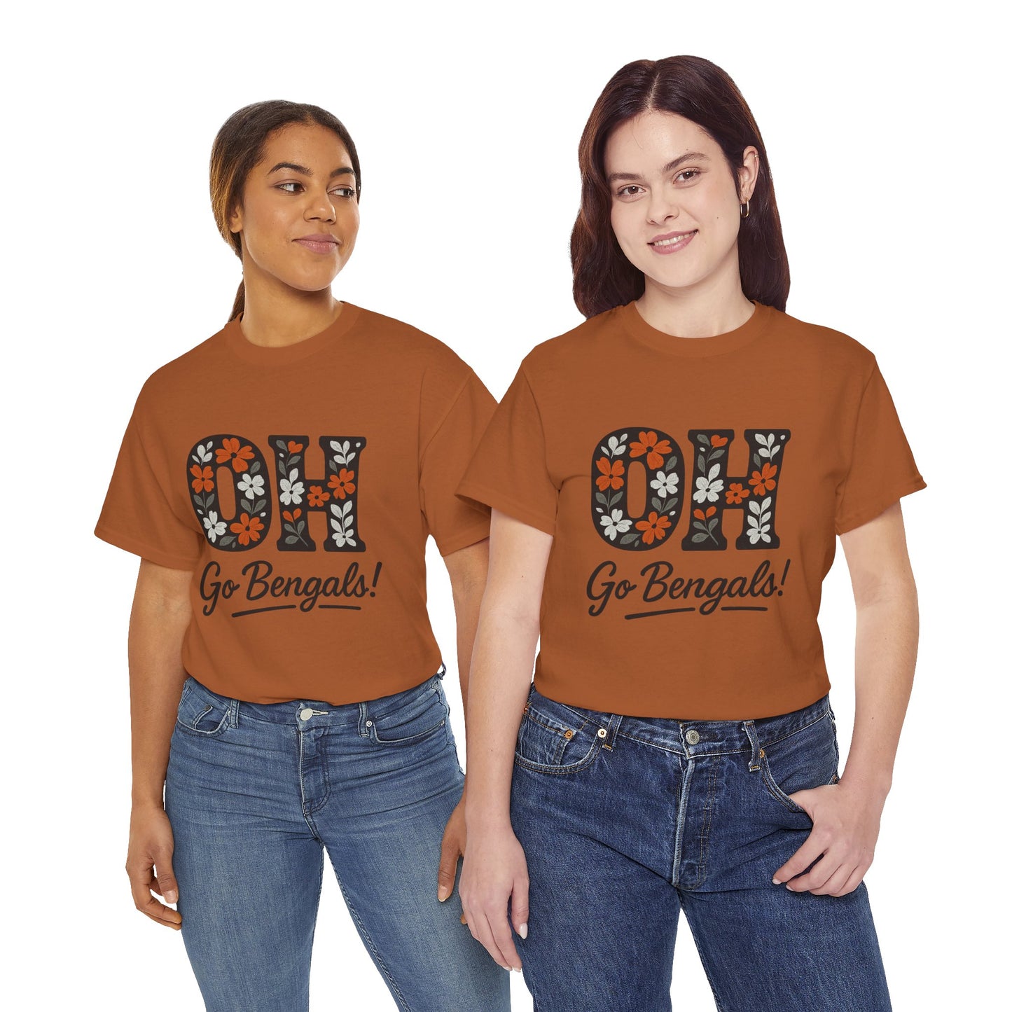 Bengals Floral Tee - Unisex Heavy Cotton