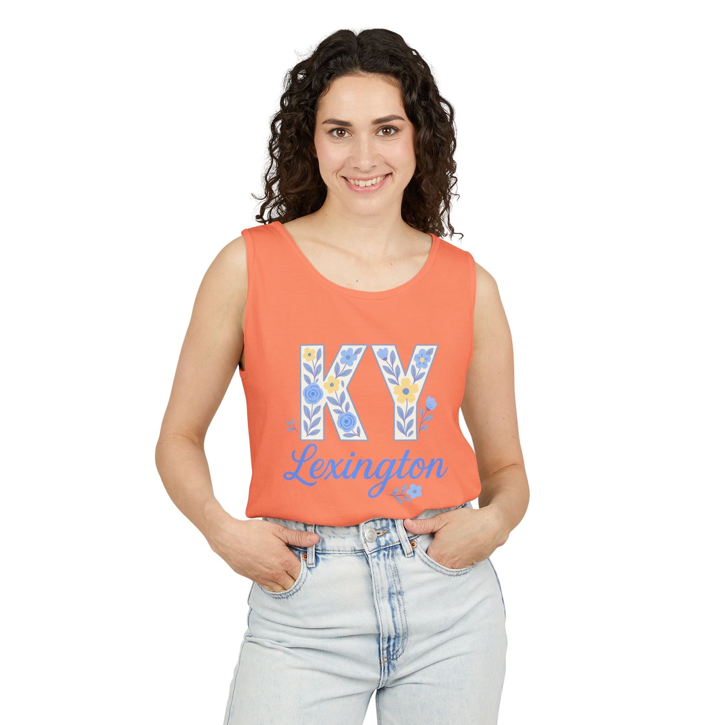 Kentucky Floral Letter Tank Top, Summer Tank, Cute Souvenir, Unisex Summer Apparel, Gift for Her, Comfort Colors, Graduation Gift
