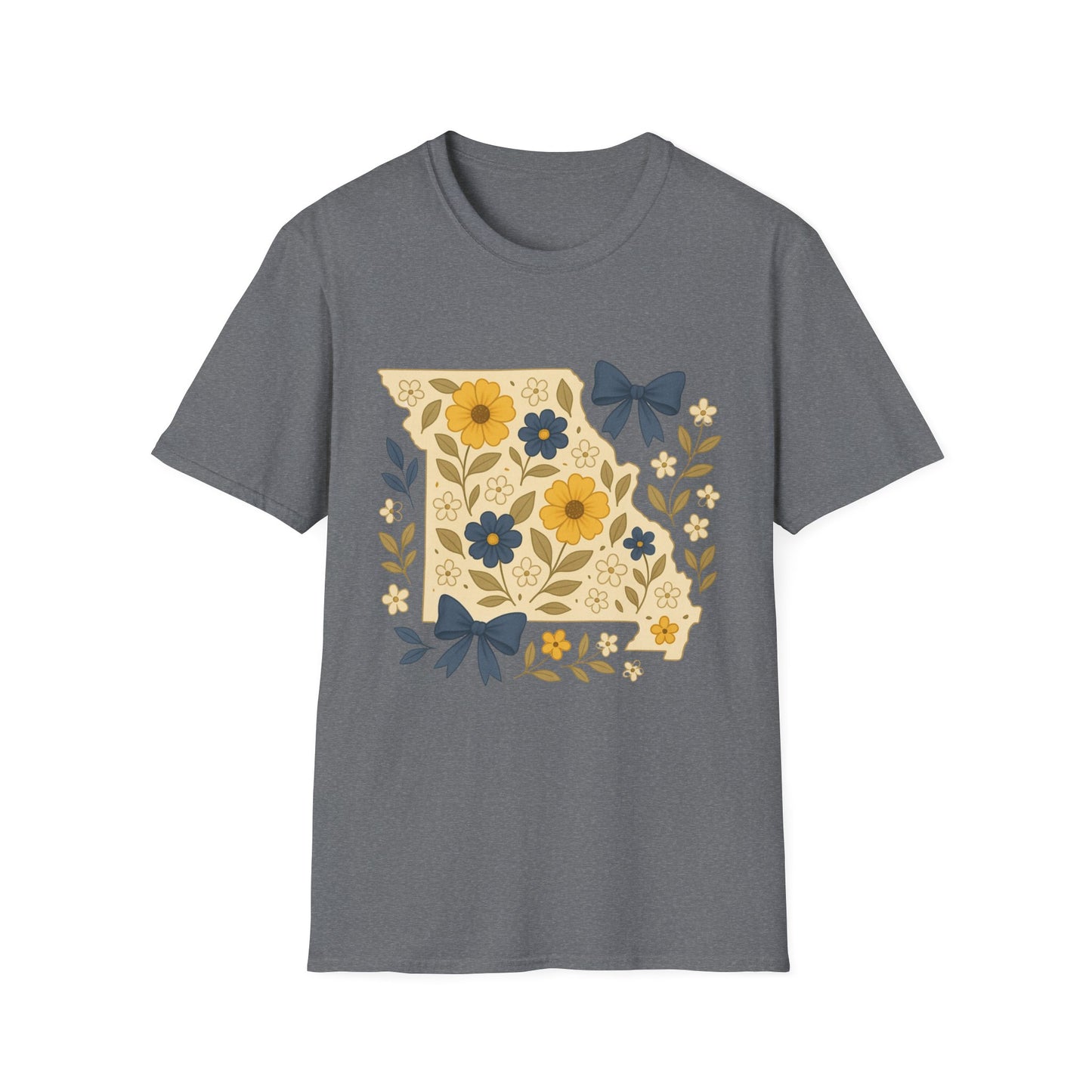 Missouri Floral Unisex T-Shirt, Softstyle Tee, Gift for Her, Spring Fashion, Casual Wear, Personalized Shirt, Eco-Friendly Apparel
