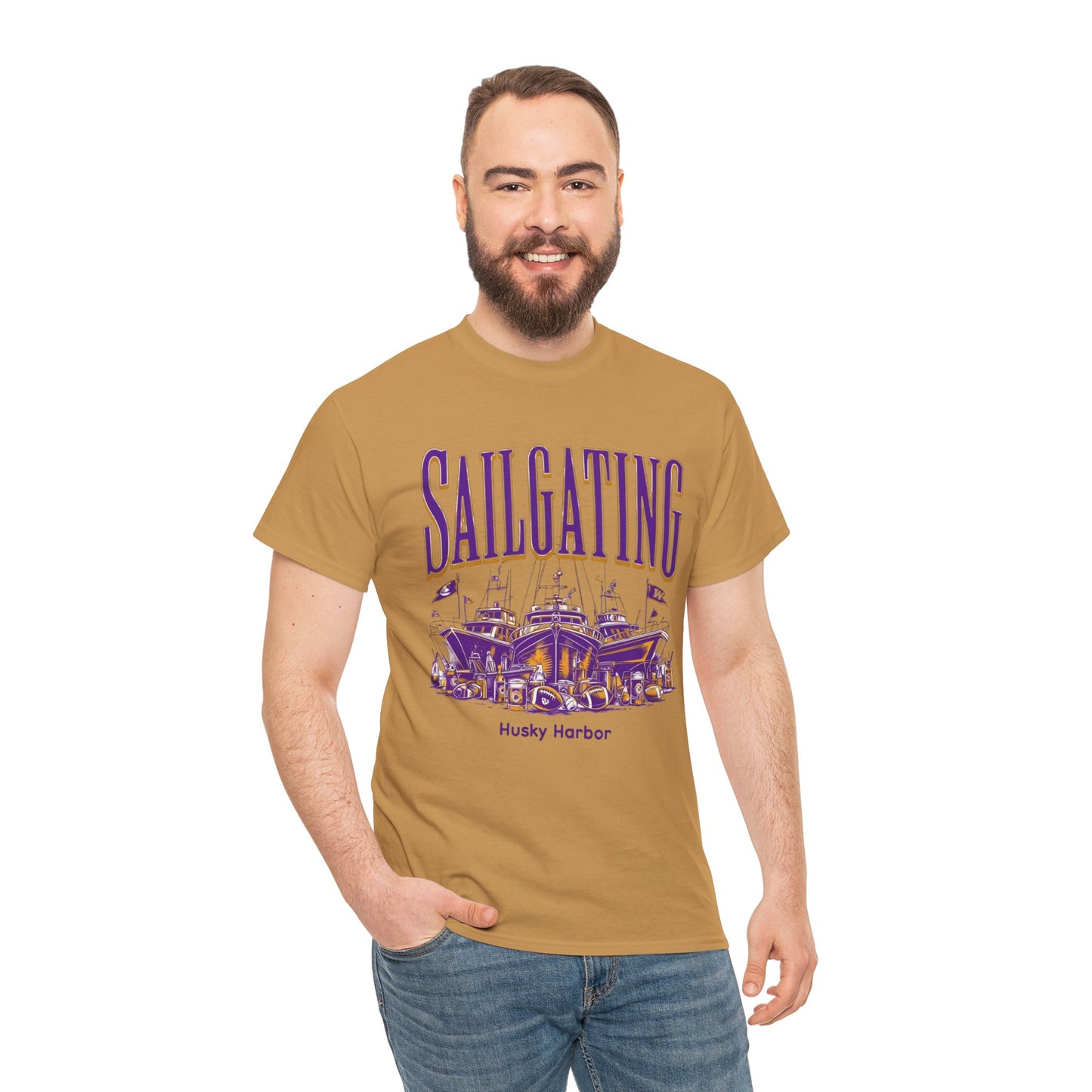 Sailgating Tee - Washington Huskies Unisex Heavy Cotton Shirt