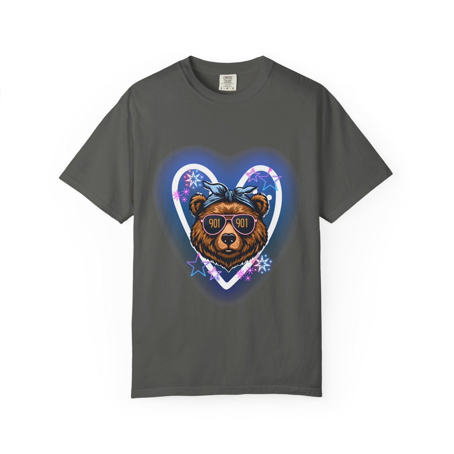 Neon Memphis Bear Graphic T-Shirt, Unisex Fashion Tee, Trendy Apparel, Memphis Grizz, 901 Memphis, Retro Design, Comfort Colors, Memphis Basketball Fan