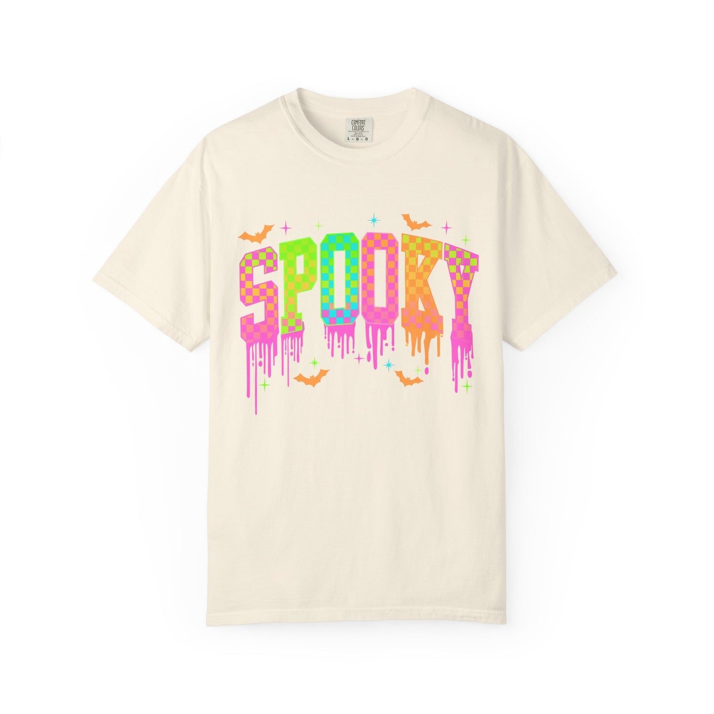 Colorful Neon Checkered Spooky T-Shirt
