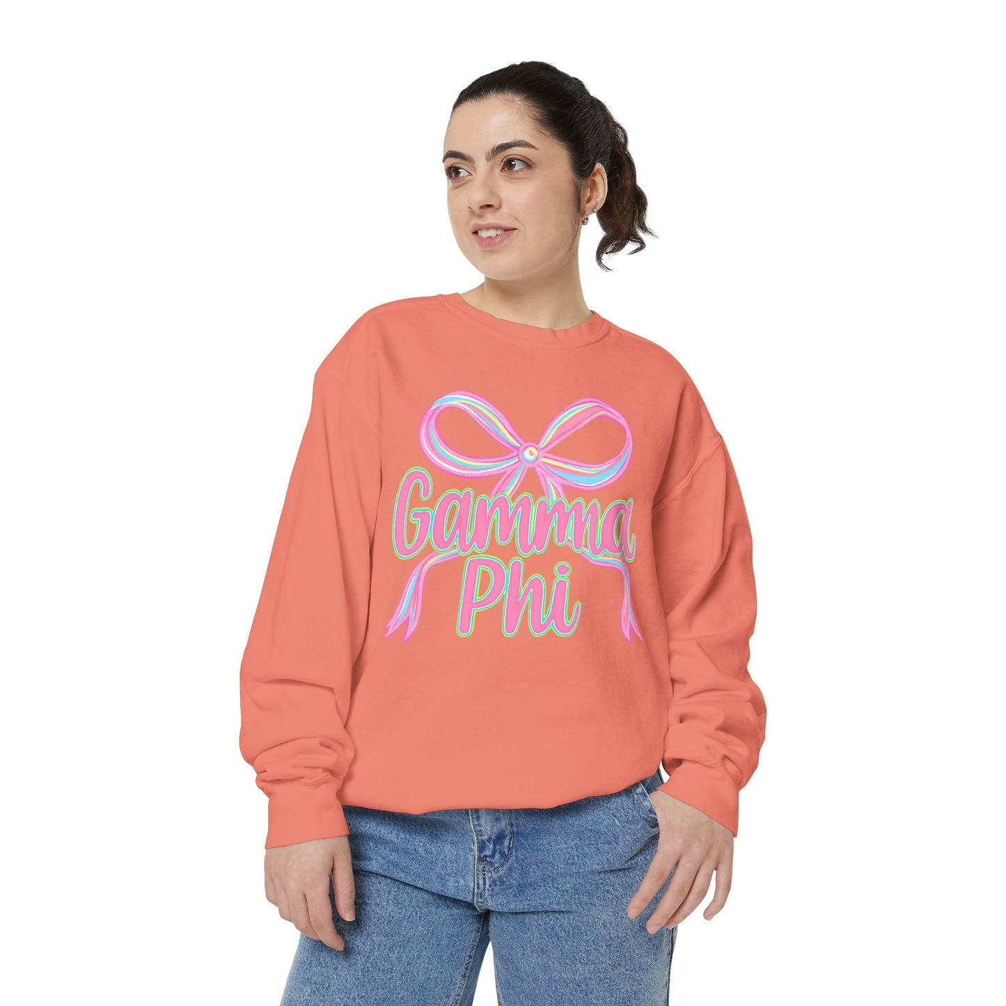 GammaPhi Garment-Dyed Sweatshirt | Cozy Sorority Sweatshirt, Unisex Apparel, Sorority Gift, Casual Wear, College Spirit Wear