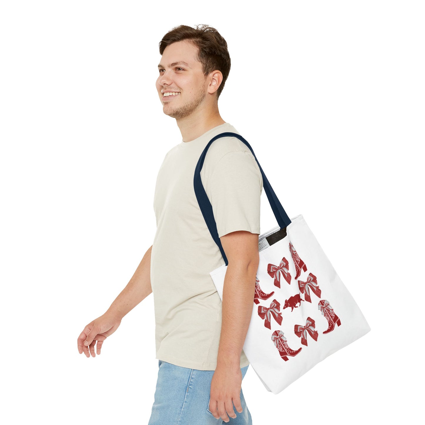 Arkansas Coquette Bow Chic Tote Bag - Stylish Carryall for Cowgirls, Woo Pig Gifts, AR Razorback Fan Gift, Arkansas Game Day Tote, Graduation Gift, Arkansas Alumni