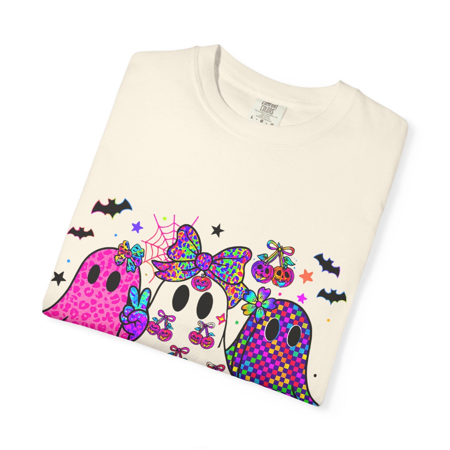 Colorful Ghost-Themed Unisex T-Shirt, Spooky Tee, Halloween Apparel, Festival Shirt, Gift for Ghost Lovers, Fun Casual Wear