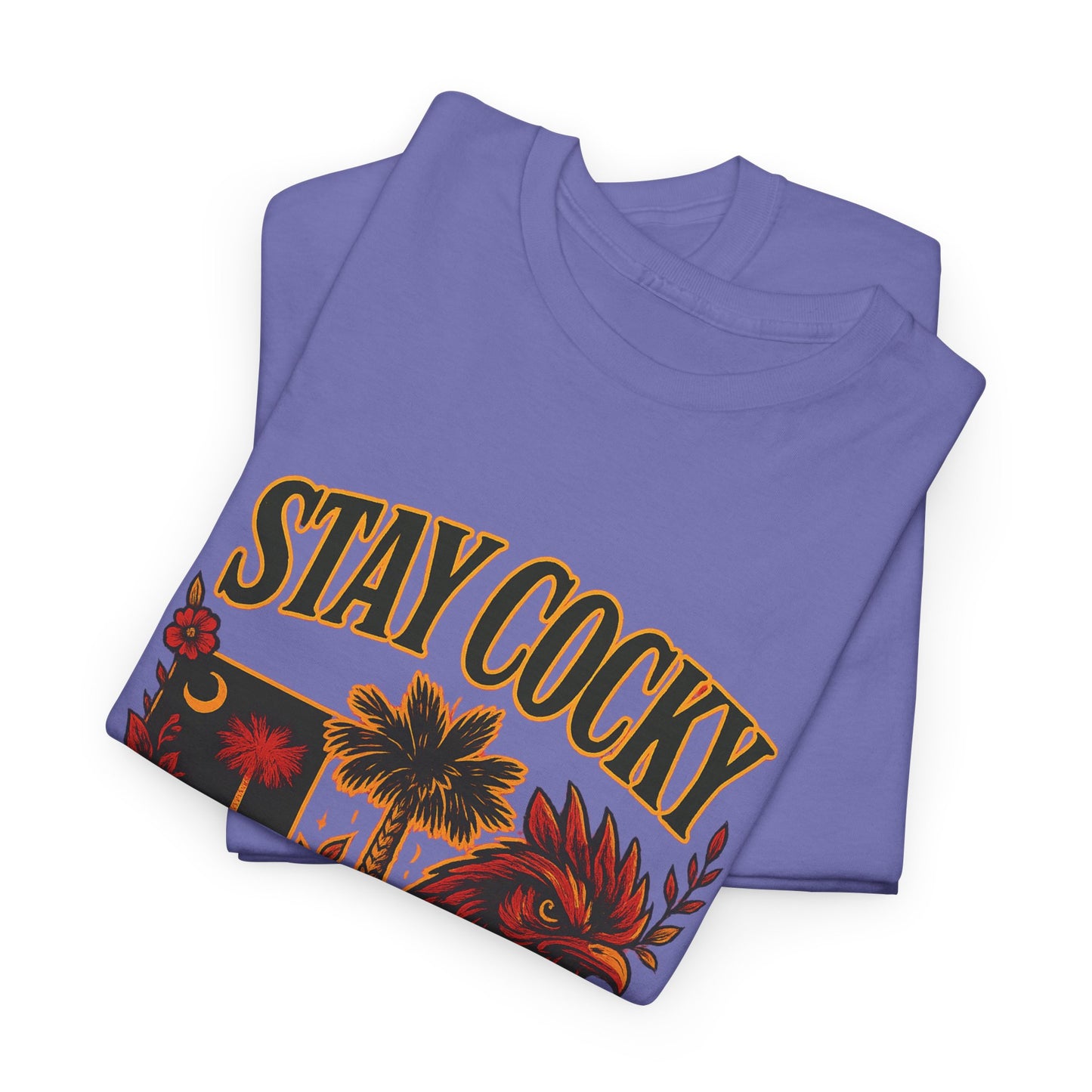 Stay Cocky Unisex Heavy Cotton Tee, Casual Graphic Tee, South Carolina Pride Shirt, Fun Vacation Wear, Perfect Gift for Gamecocks Fans