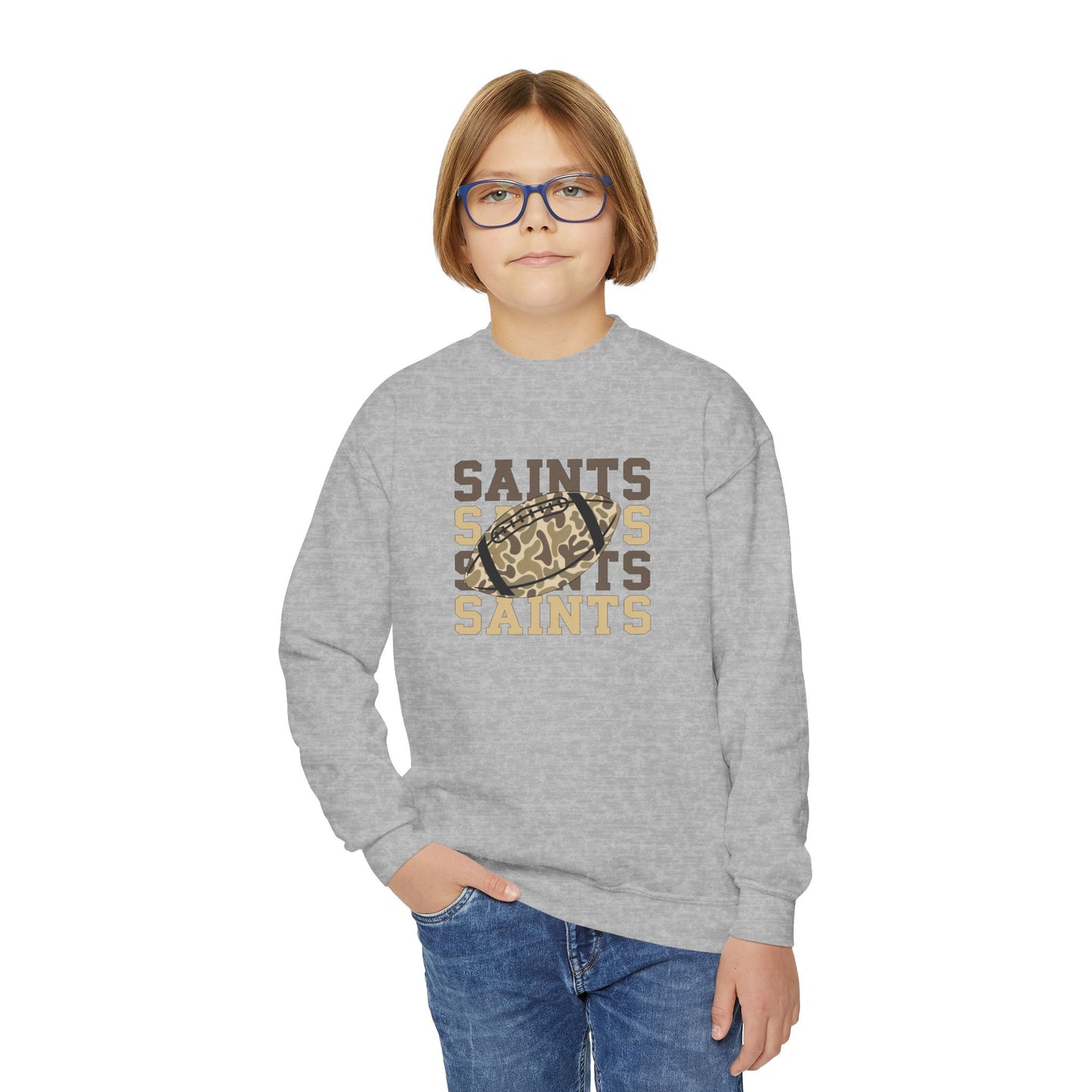 Youth Saints Crewneck Sweatshirt, Cozy Youth Sweatshirt, Sports Team Apparel, Perfect for Game Day, Gift for Young Fans