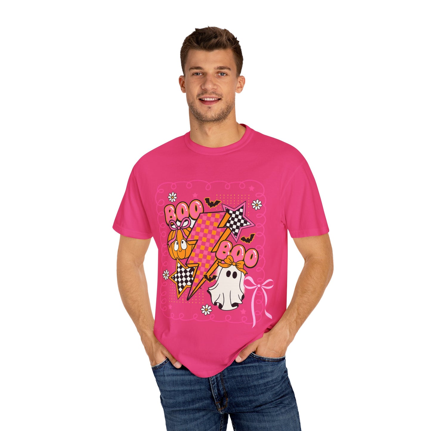 Retro Design Orange & Pink Unisex Halloween T-Shirt