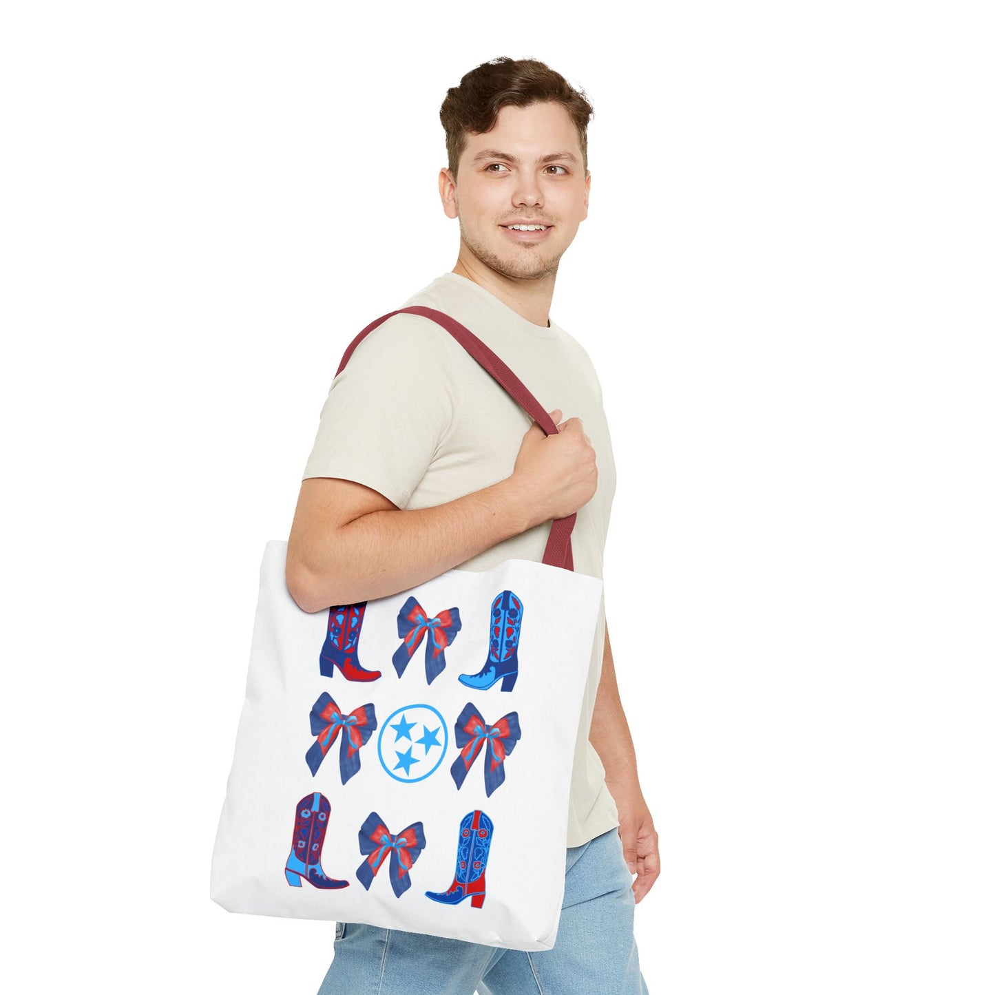 Tote Bag - Tennessee Titans Coquette Bow Design - Titan Up NFL Game Day Gift Nashville TN