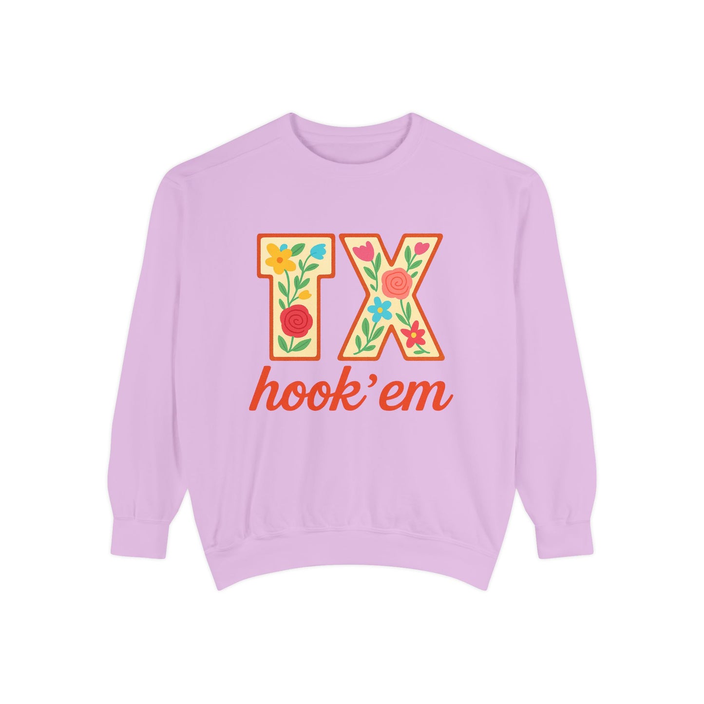 Texas Floral Sweatshirt, Unisex Garment-Dyed Sweatshirt, Cozy Casual Wear, Perfect for Game Day, Floral TX Hook 'Em Design, Stylish [...]