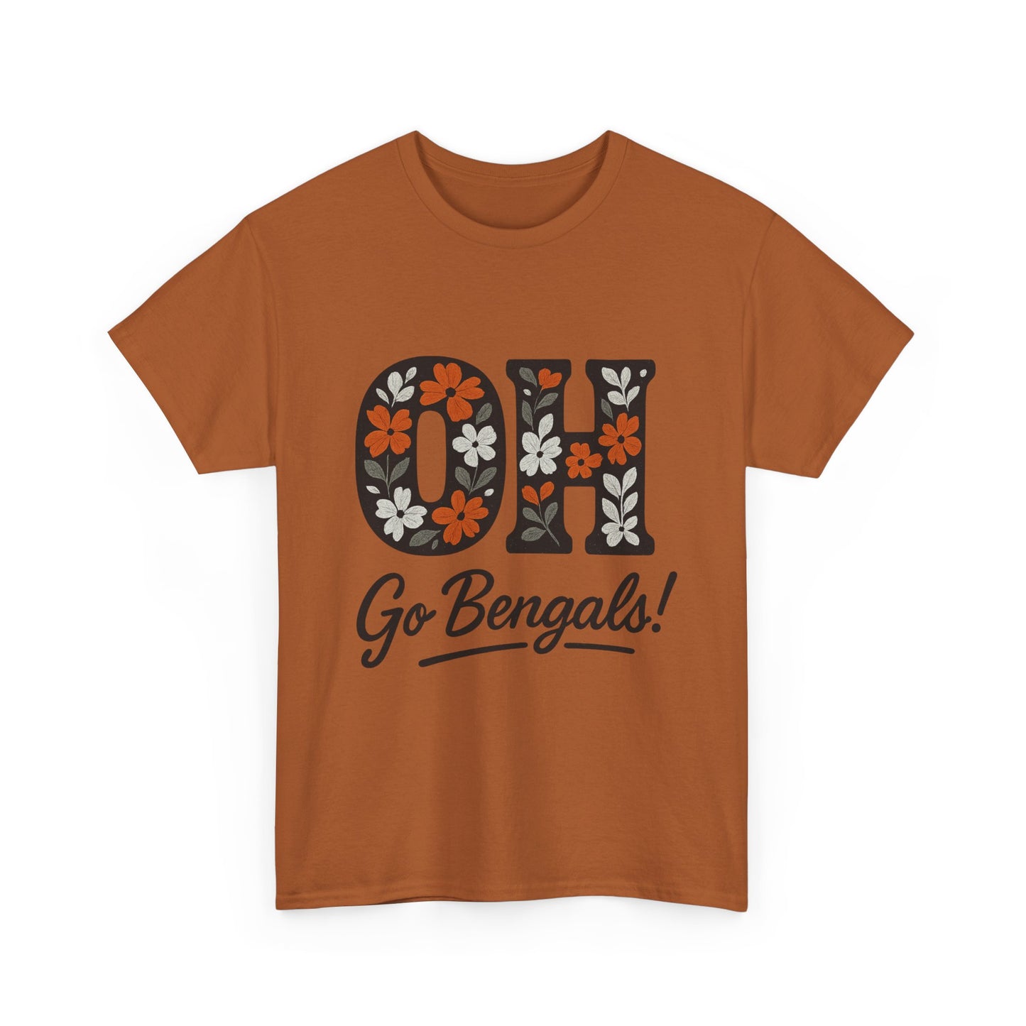 Bengals Floral Tee - Unisex Heavy Cotton