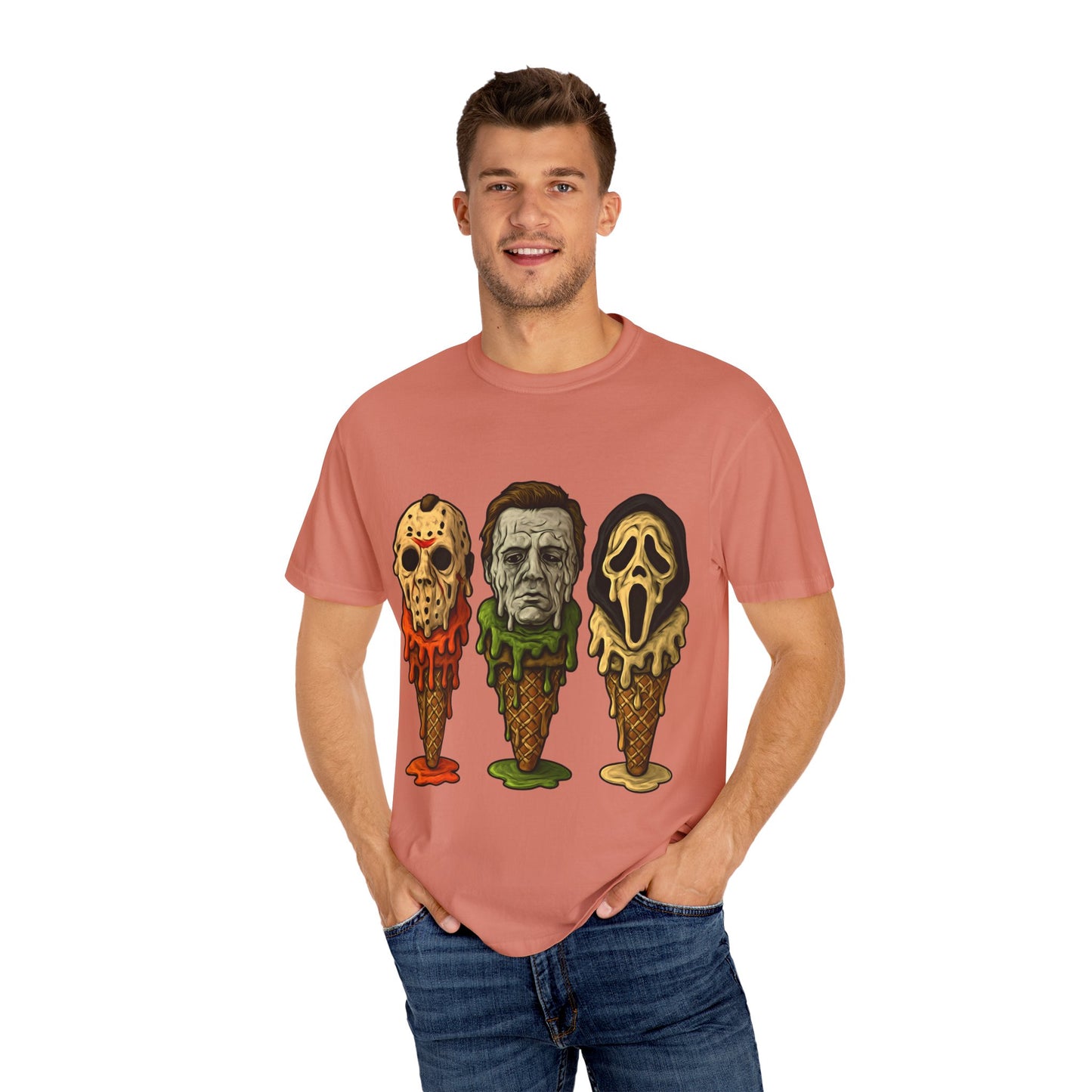 Halloween Horror Movie T-Shirt with Iconic Characters, Unisex Casual Tee for Gifting, Summer Fun, Halloween Costume, Movie Lovers