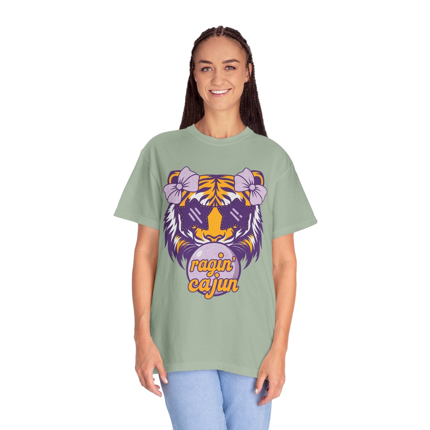 Ragin Cajun Bow Bubble Tiger T-Shirt - Casual Wear and Gift for Animal Lovers