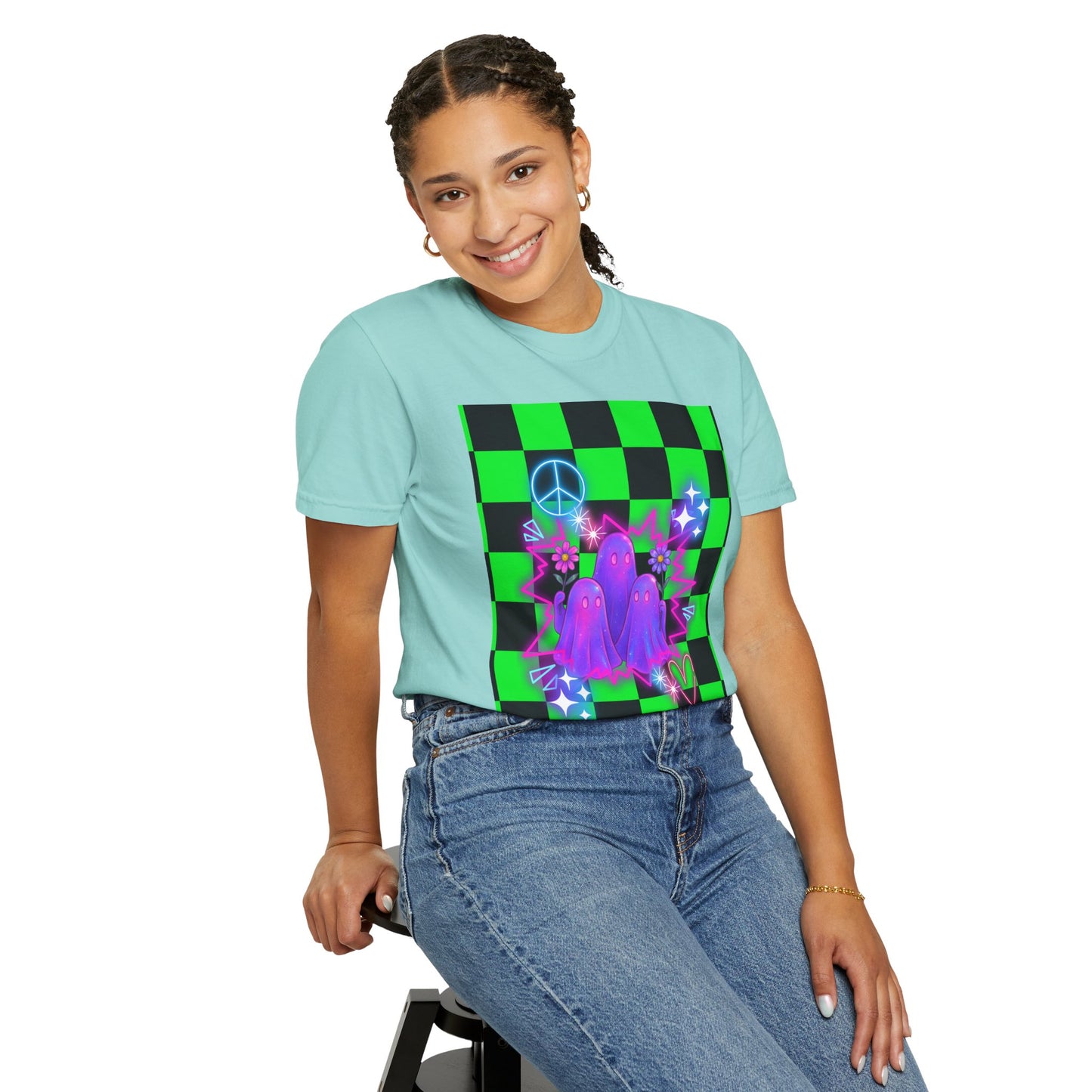 Vibrant Ghost Graphic Tee, Unisex T-shirt, Retro Vibe Shirt, Perfect for Halloween, Party Wear, Casual Style, Unique Gift