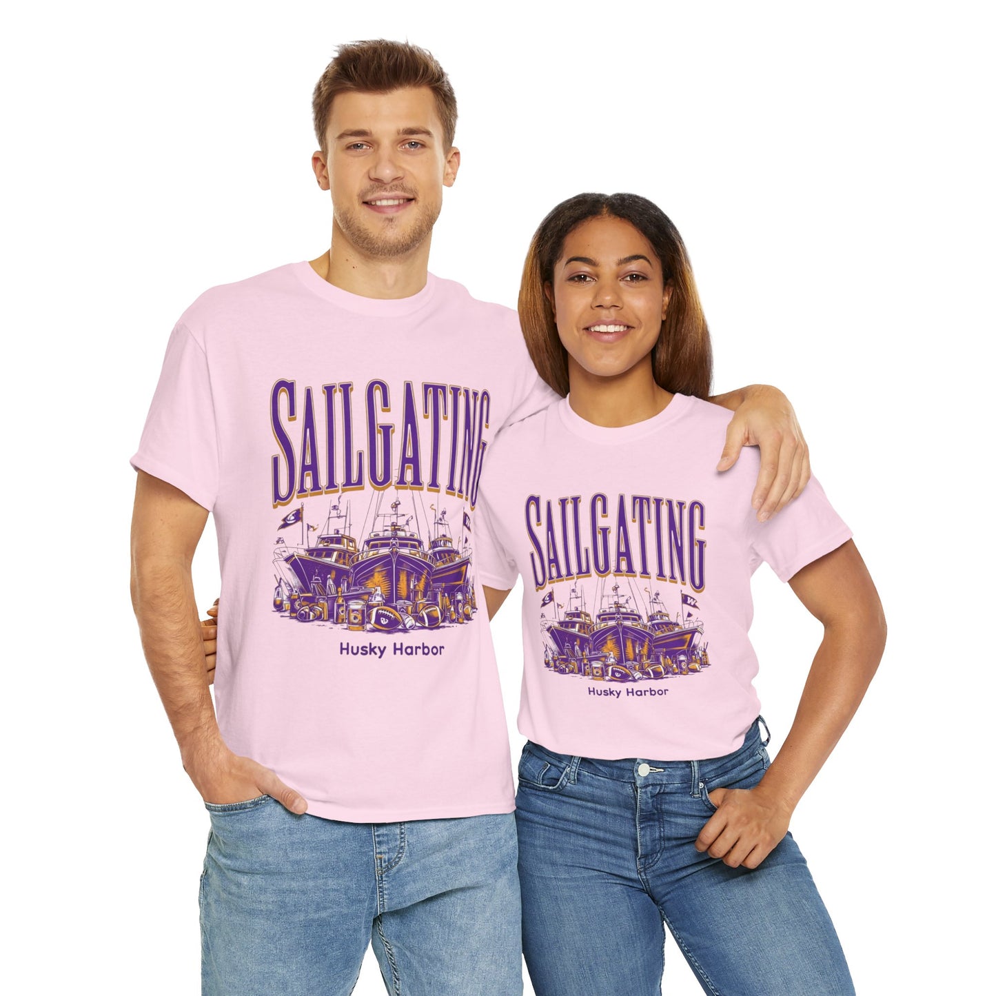 Sailgating Tee - Washington Huskies Unisex Heavy Cotton Shirt