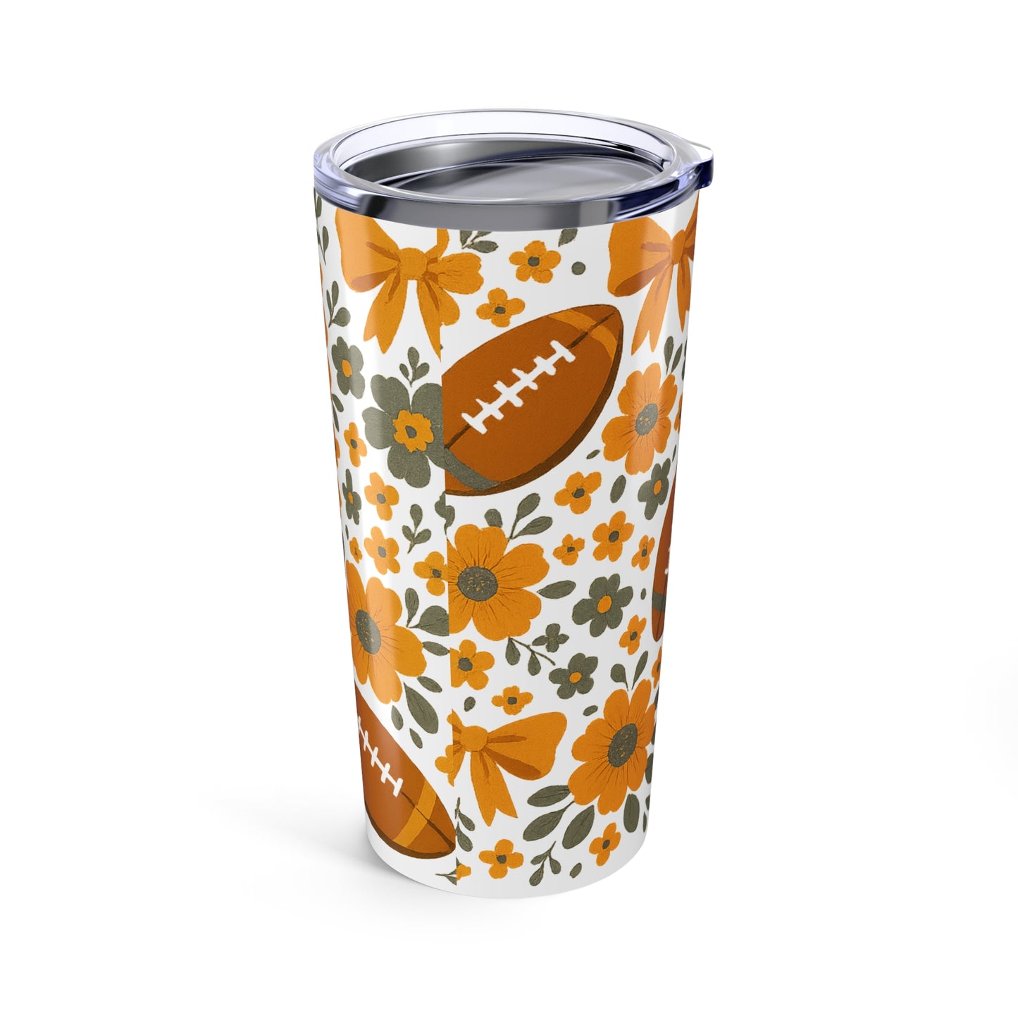 Floral Football Tumbler 20oz, Tennessee Fan Gift, TN floral gift, tennessee vols game day, knoxville, tennessee