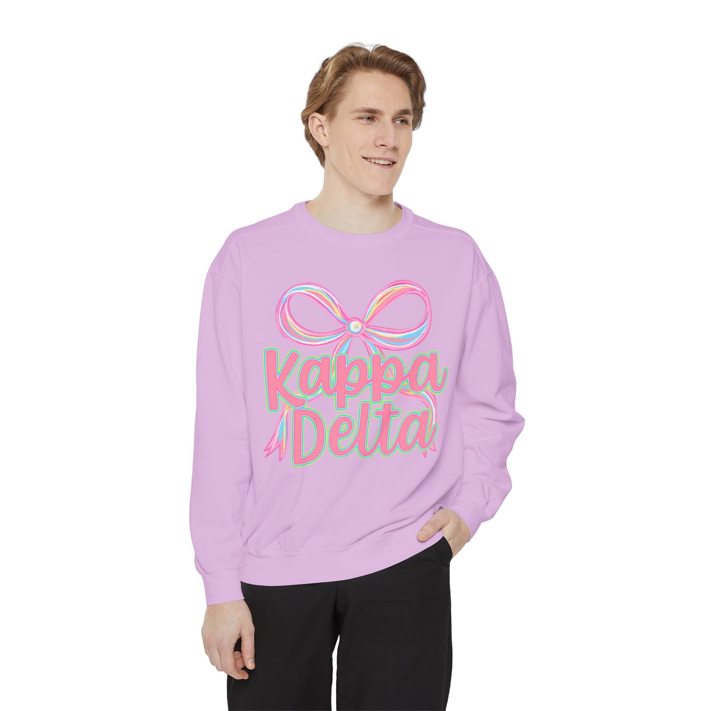 KD Comfort Colors Garment-Dyed Sweatshirt, Sorority Apparel, Cozy Gift, College Sweatshirt, Valentine's Day Gift, Customizable Sweater