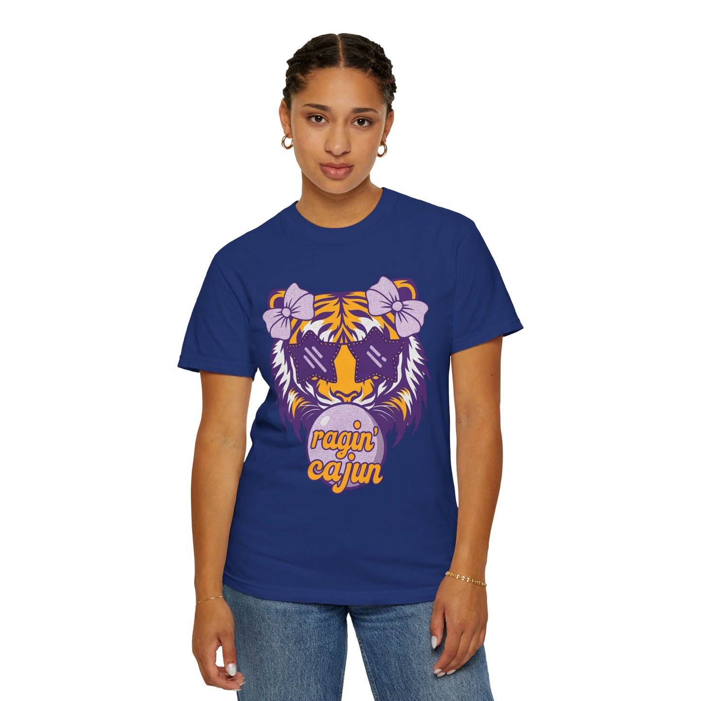 Ragin Cajun Bow Bubble Tiger T-Shirt - Casual Wear and Gift for Animal Lovers