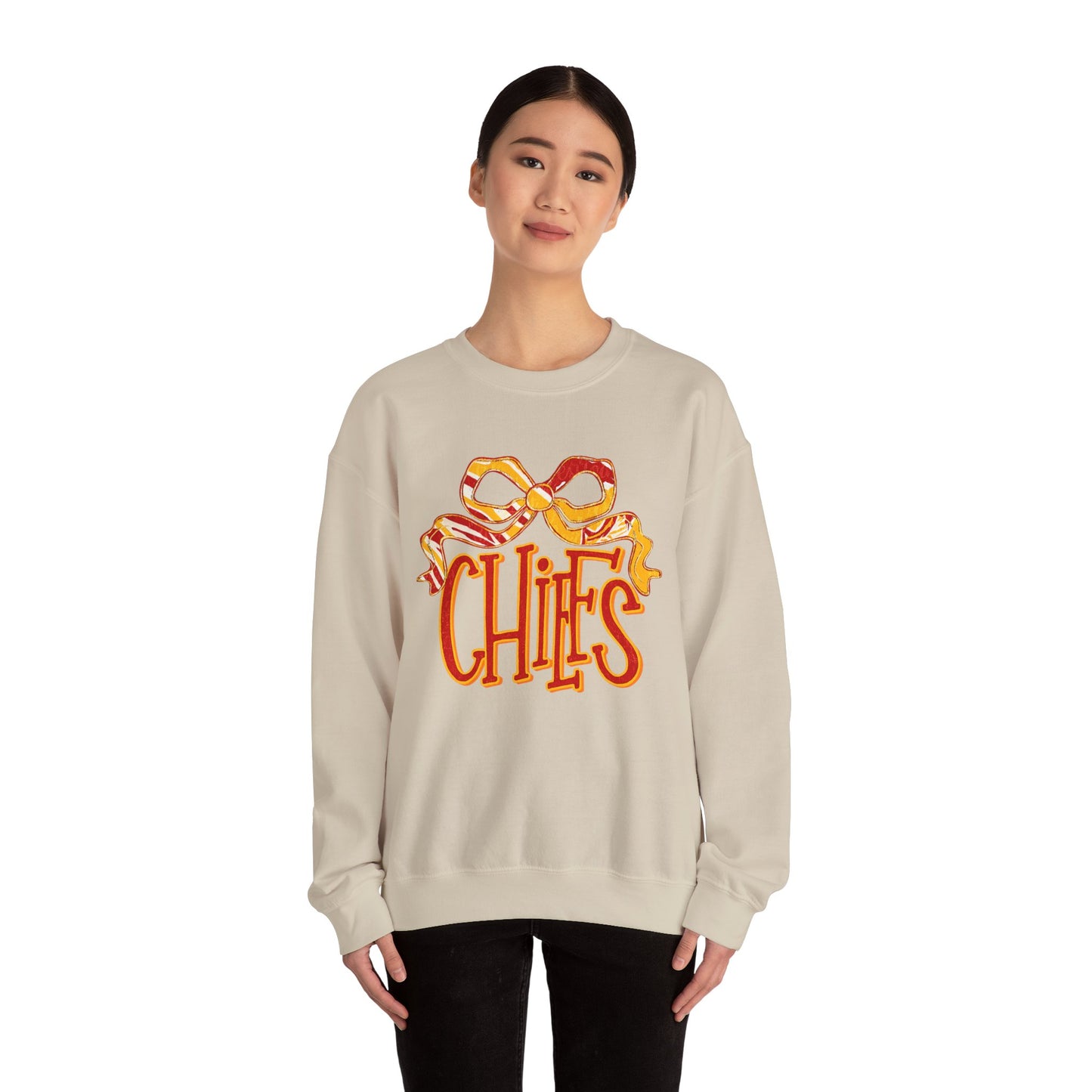 Chic Bow Design Unisex Sweatshirt, Cozy Fall Apparel, Holiday Gift, Casual Wear, Comfortable Style, Unique Sweatshirt