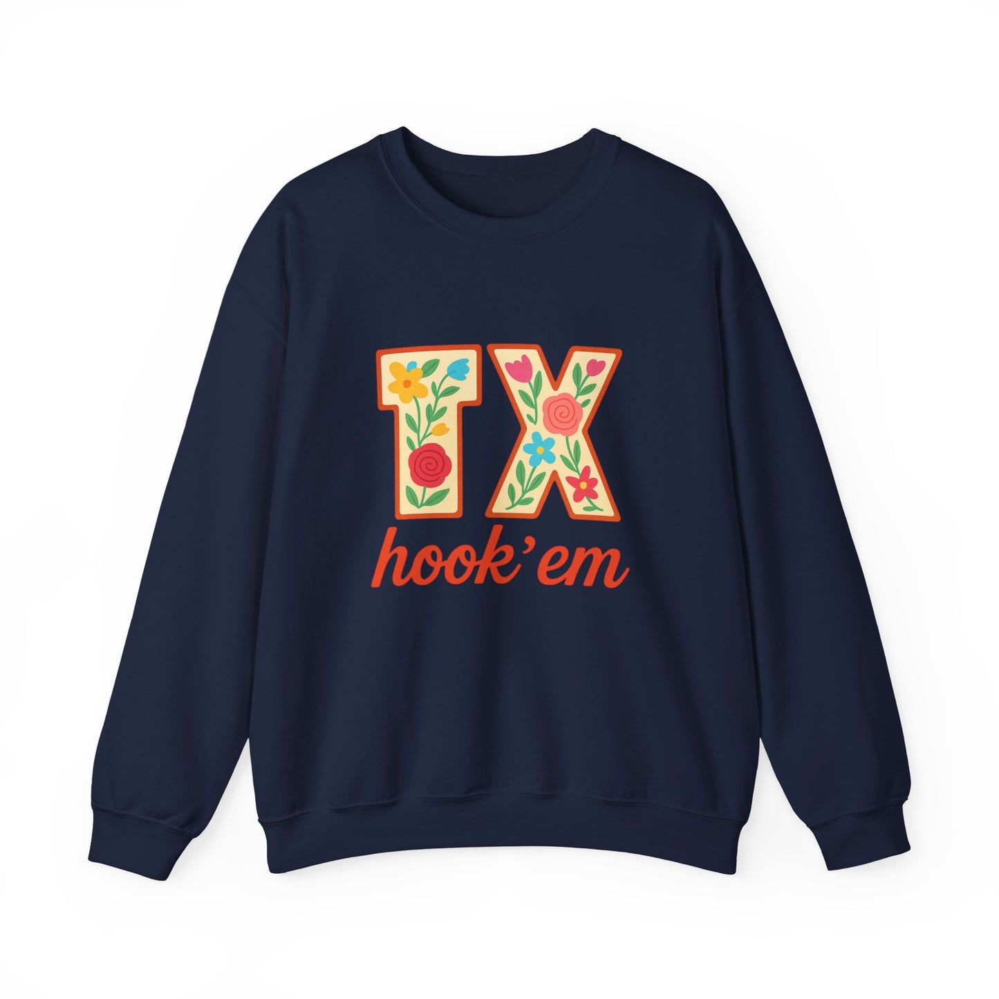 TX Hook'em Unisex Crewneck Sweatshirt | Cozy Texas Pride Apparel, Perfect for Game Day, Casual Outfits, Gifting