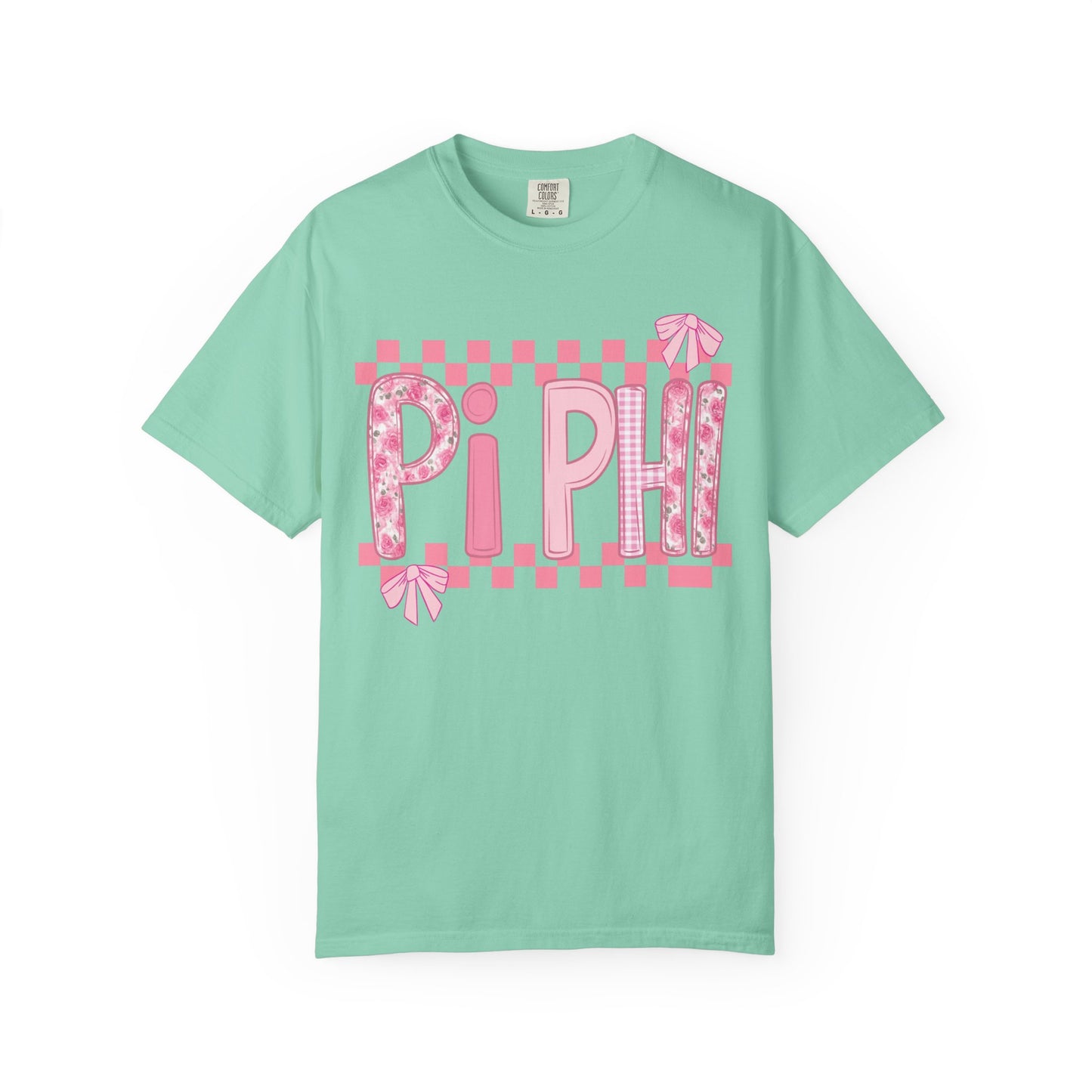 Cute Garment-Dyed T-Shirt for Sorority Sisters, Pi -Checked Style, Perfect for Casual Outings, Sorority Events, Gifts