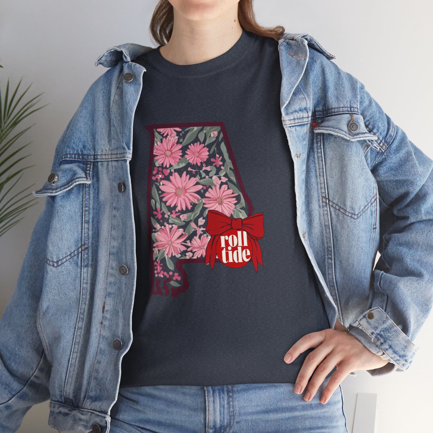 Floral Alabama Tee - Roll Tide Unisex Heavy Cotton T-Shirt, Casual Wear, Game Day Outfit, College Apparel, Southern Pride