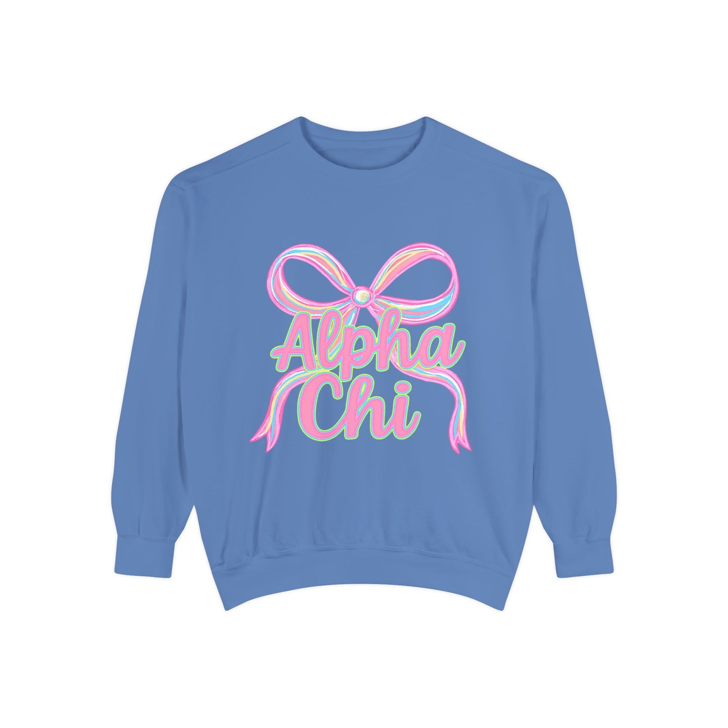 AlphaChi Garment-Dyed Sweatshirt, Sorority Sweatshirt, Personalized Gift, College Apparel, Comfortable Crewneck, Trendy Fashion