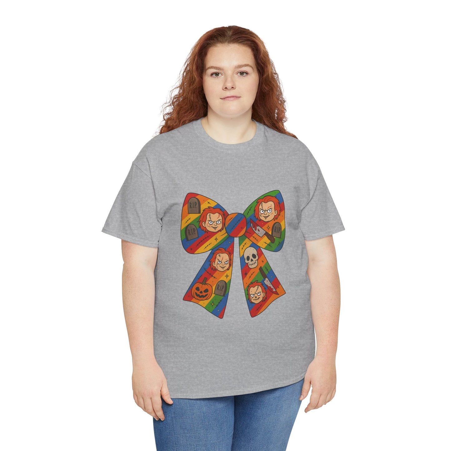 Colorful Halloween Bow Tee, Fun Costume T-Shirt, Halloween Party Shirt, Unisex Graphic Tee, Cozy Everyday Wear, Unique Gift Idea