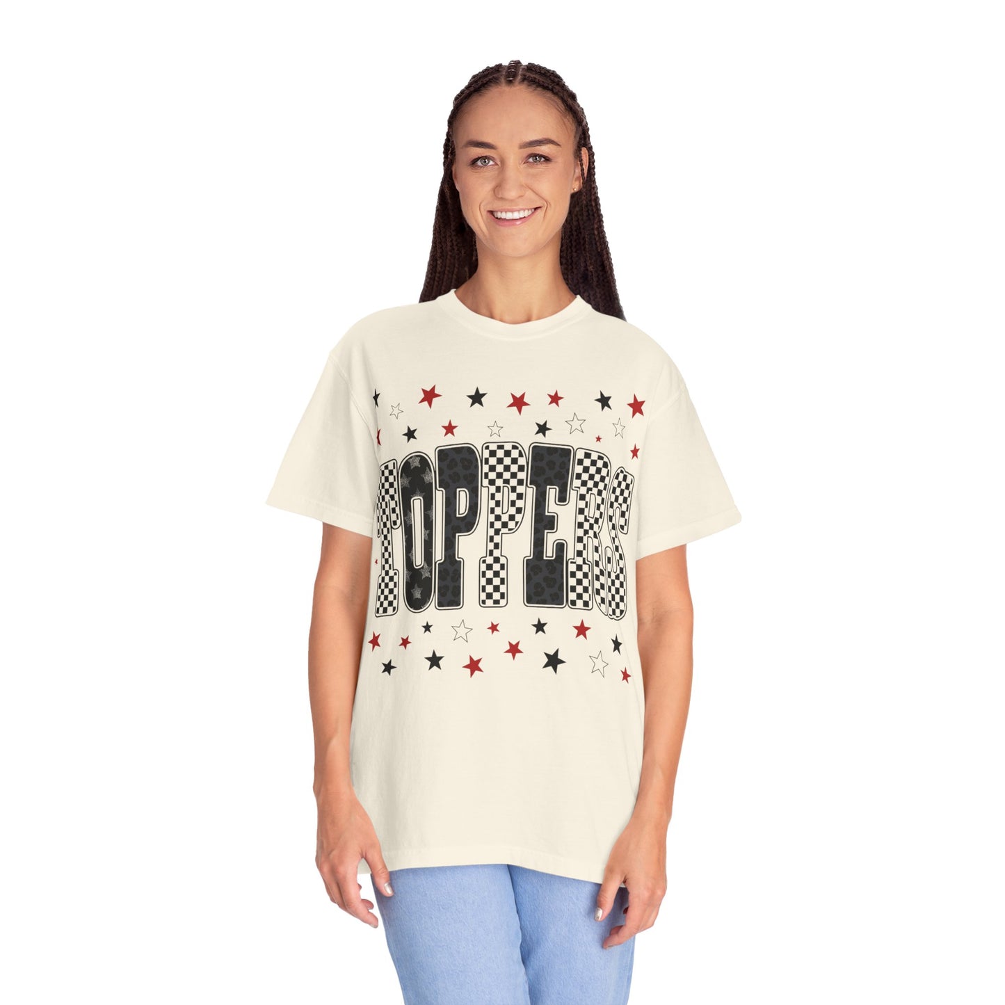 Topper Star and Checker Pattern Graphic Tee