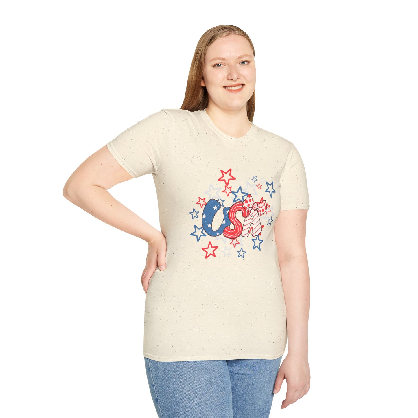 Patriotic Unisex T-Shirt for Independence Day, July 4th Celebration, Star-Patterned Tee, USA Graphic Top, Casual American Apparel