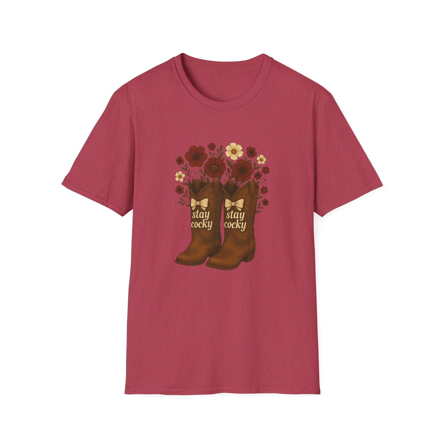 Sc stay cocky coquette t-shirt, Lucky Cowboy Boots T-Shirt, Country Style Tee, Floral Graphic Shirt, Gift for sc fan, go gamecocks, sc game day, graduation gift, college student gift