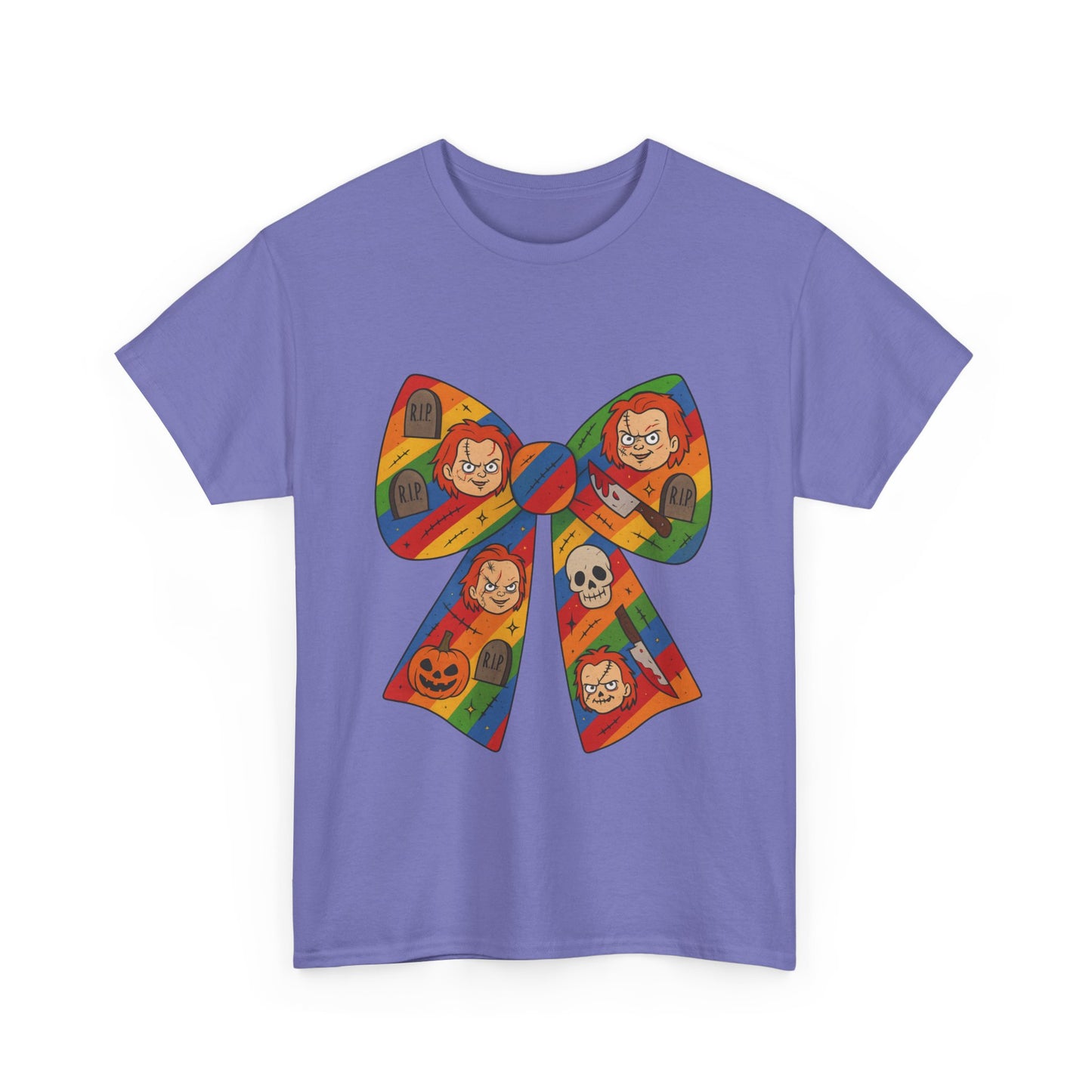 Colorful Halloween Bow Tee, Fun Costume T-Shirt, Halloween Party Shirt, Unisex Graphic Tee, Cozy Everyday Wear, Unique Gift Idea
