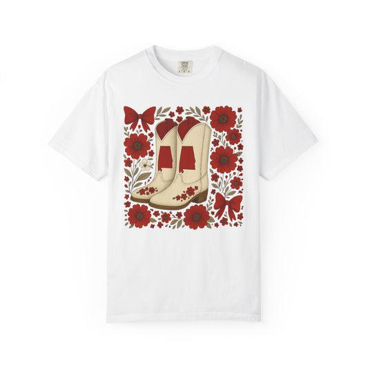 Vintage Cowboy Boots Floral Unisex T-shirt - Alabama Fan, Bama Game Day